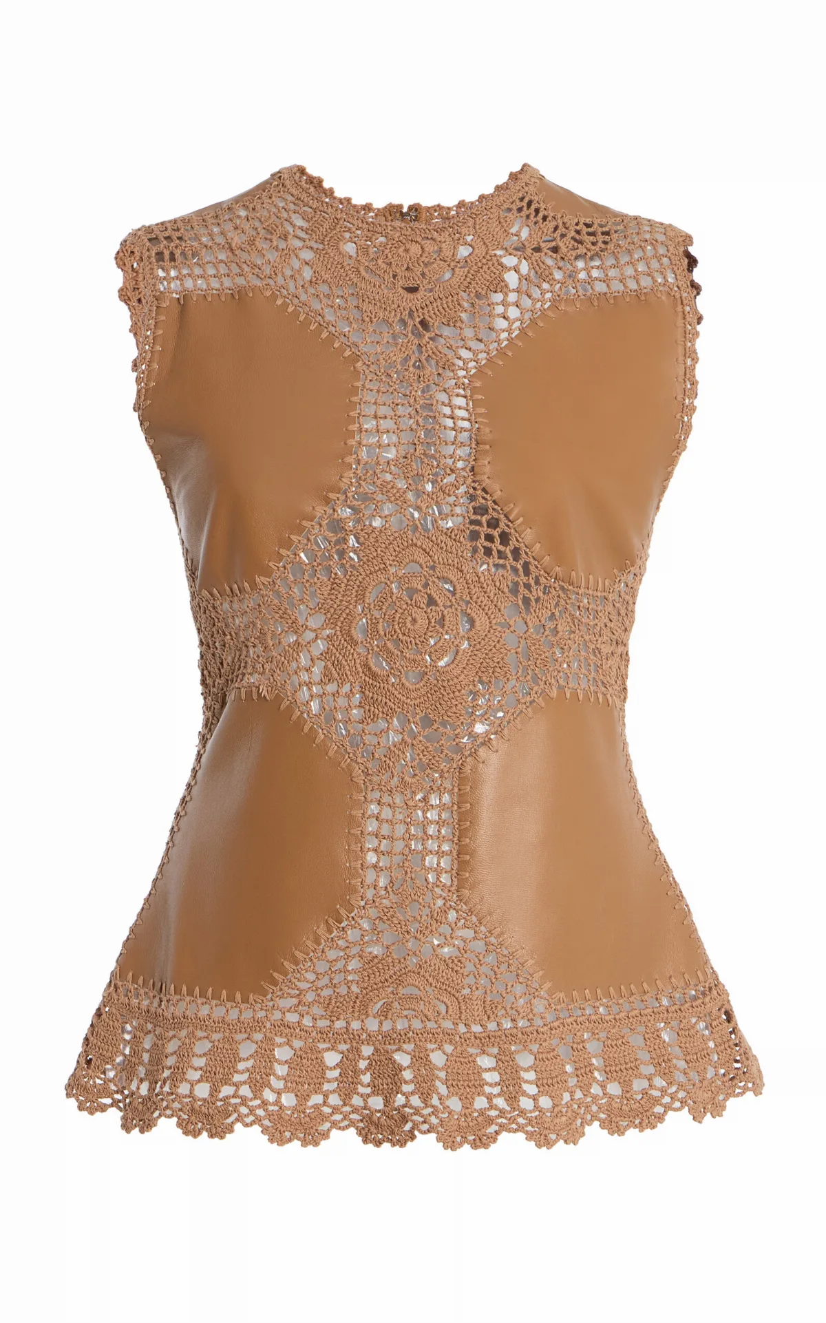 Livia Crochet Leather Top