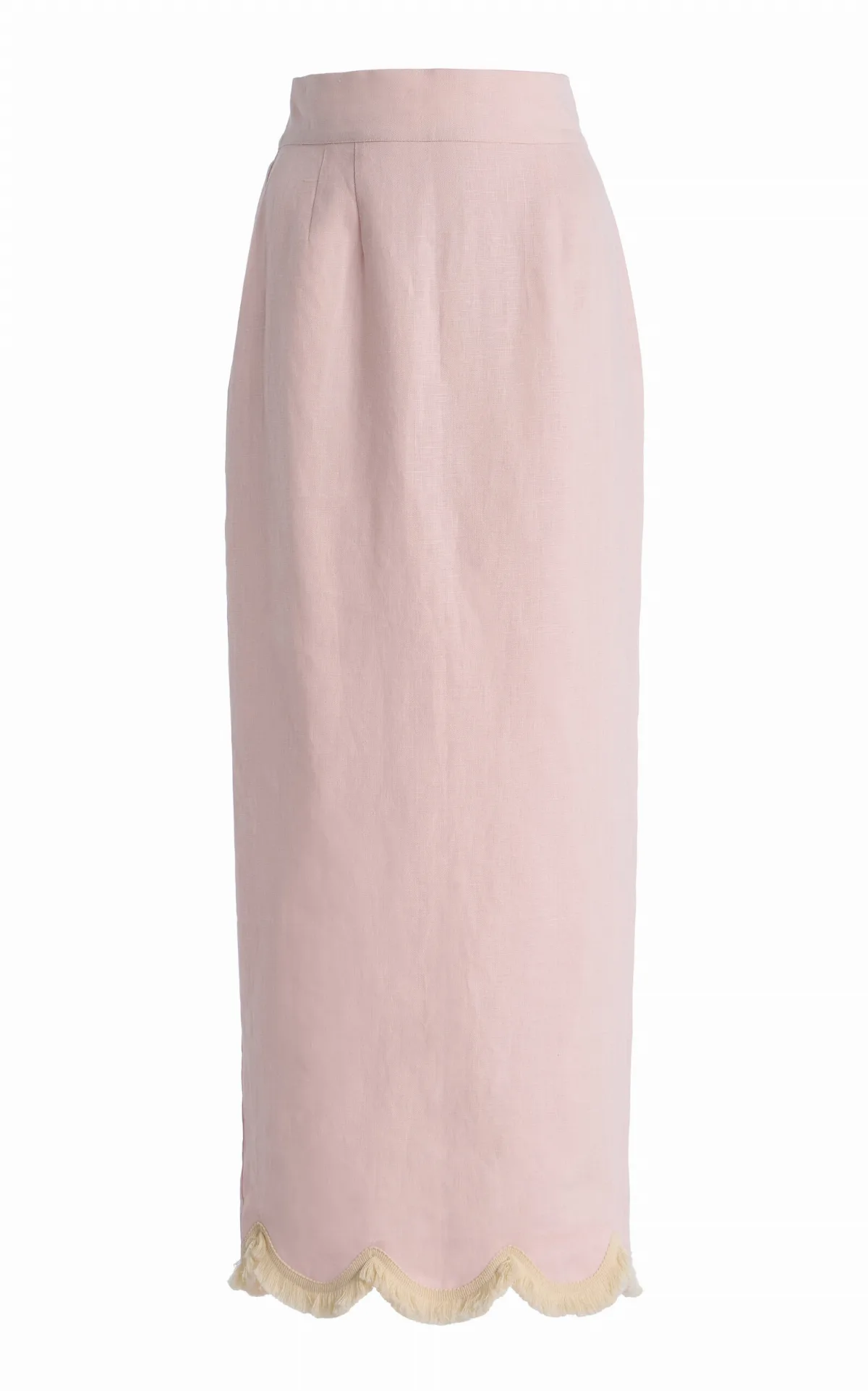 Essie Fringed Linen Maxi Column Skirt