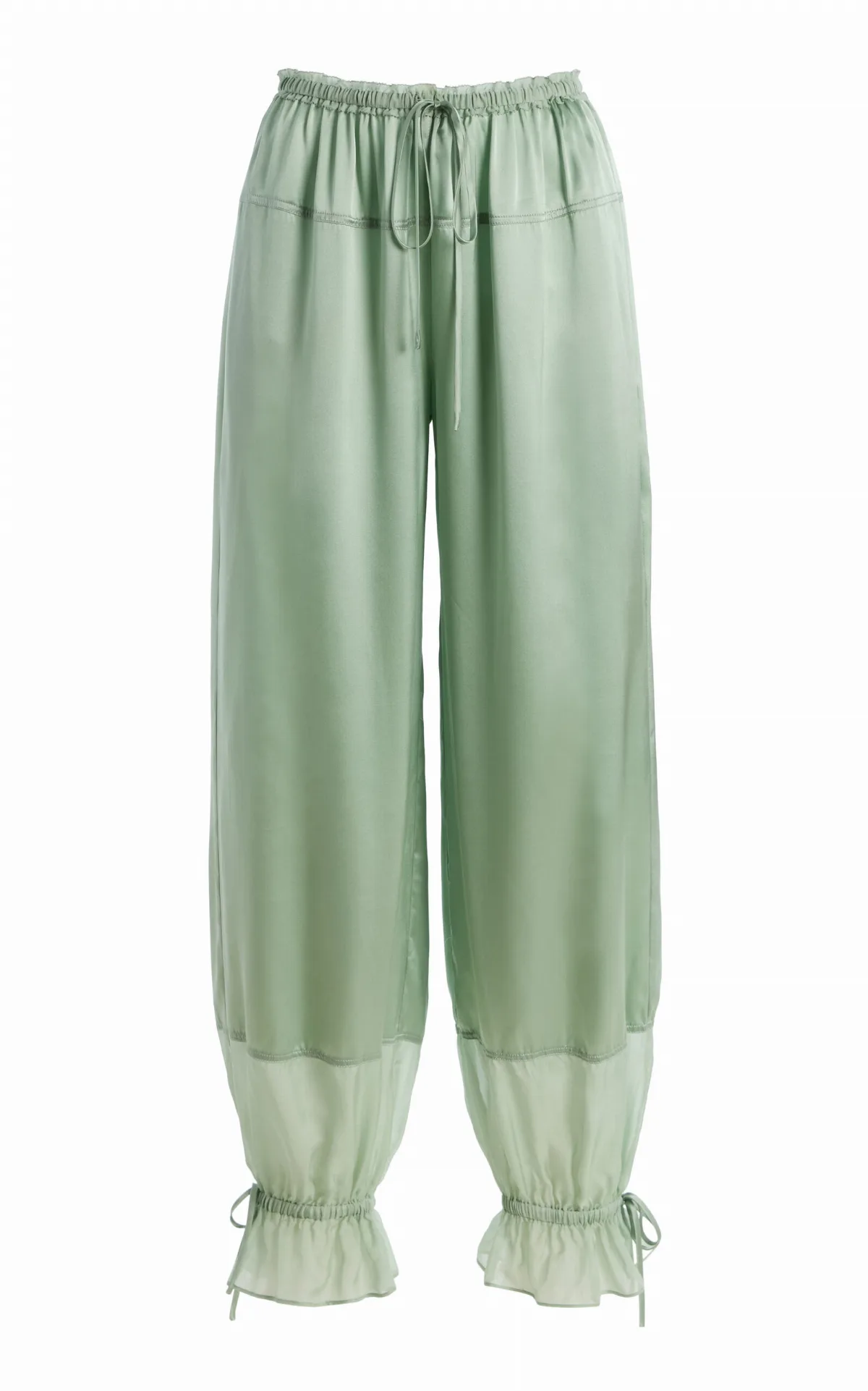 Camile Chiffon-Trimmed Satin Pants
