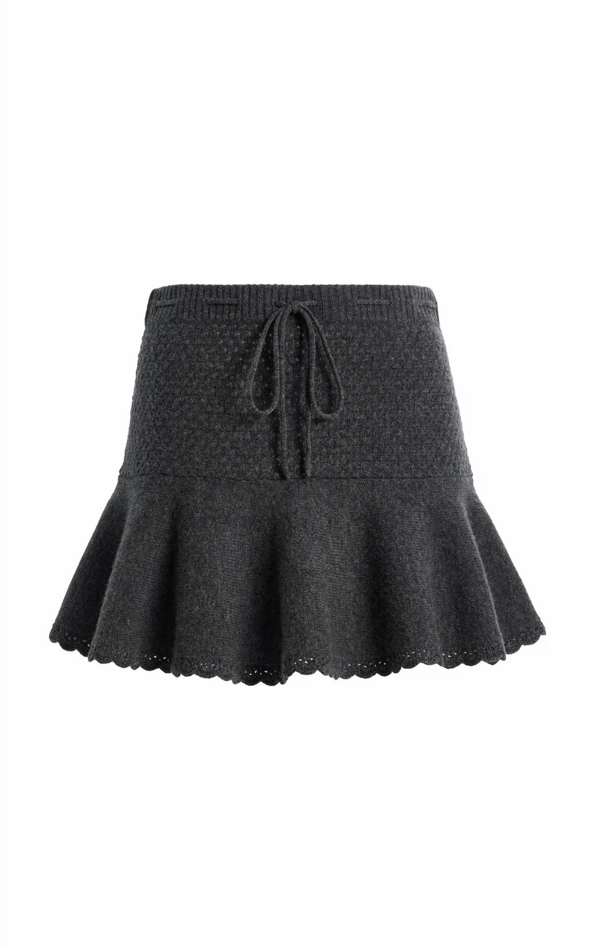 Como Crochet Wool-Cashmere Mini Drawstring Skirt