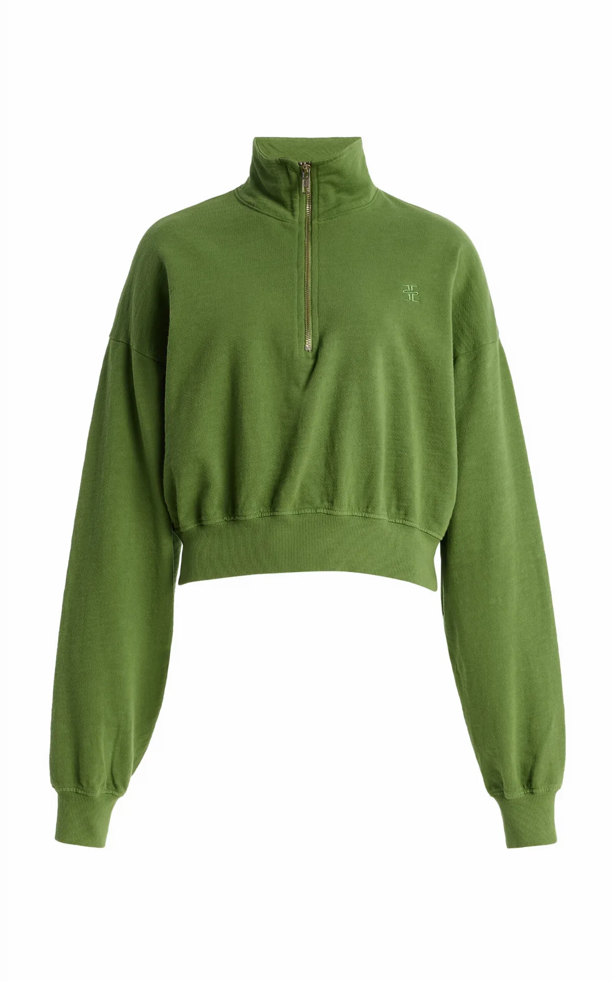Cotton Cropped Half-Zip Sweatshirt
