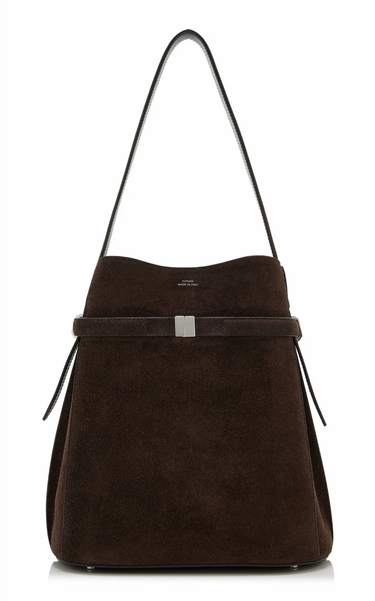 Belted Suede Bucket Bag