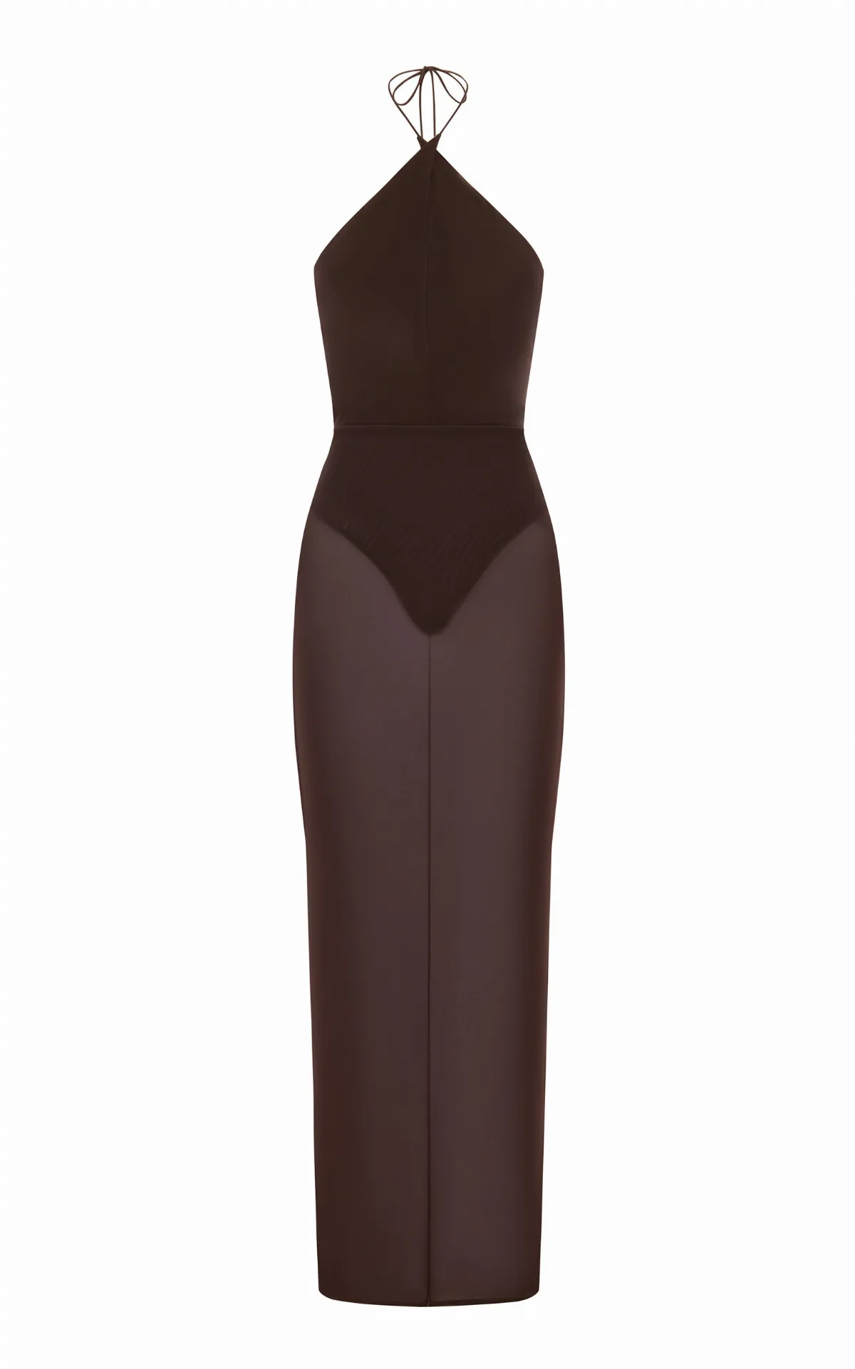 Cross Tie Halter Column in Power Mesh