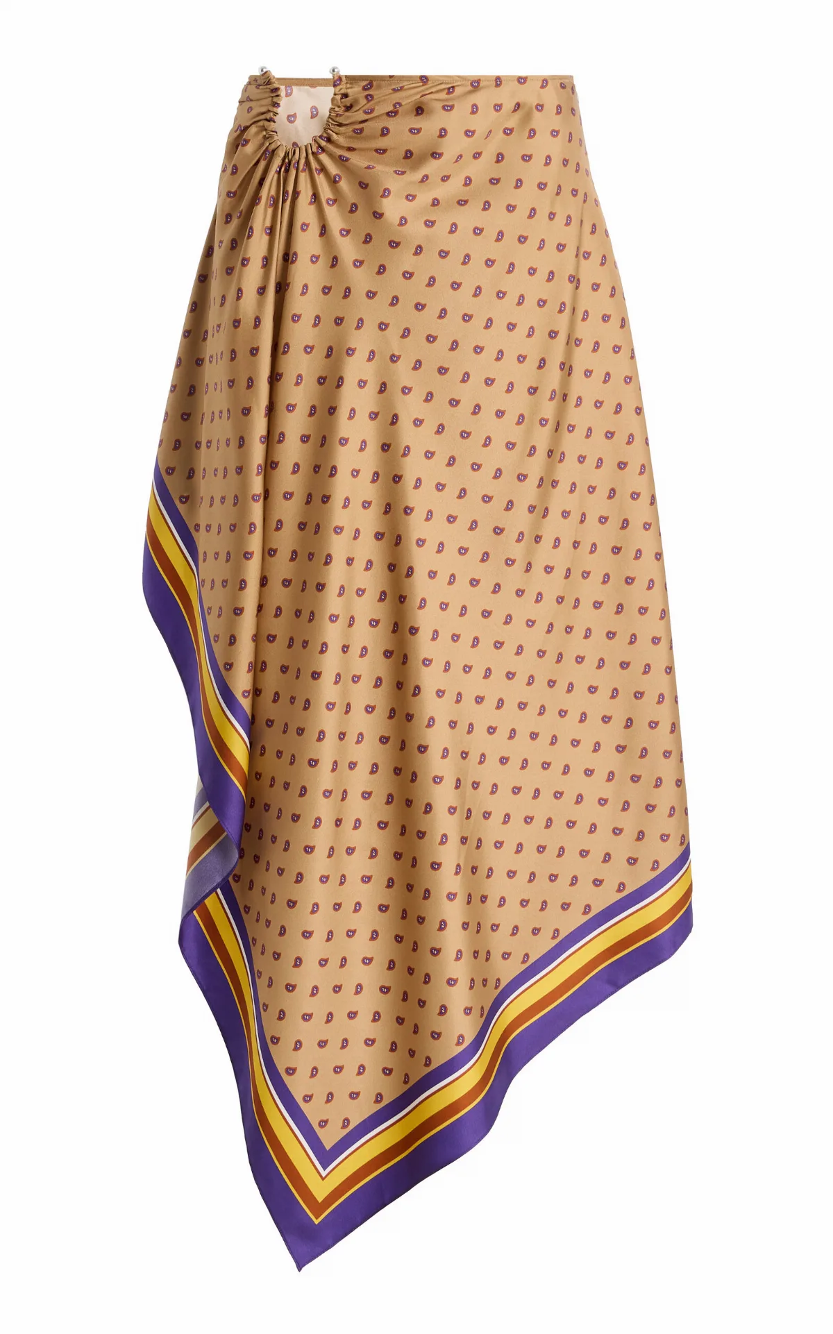 La Isla Bandana-Print Silk-Twill Midi Skirt
