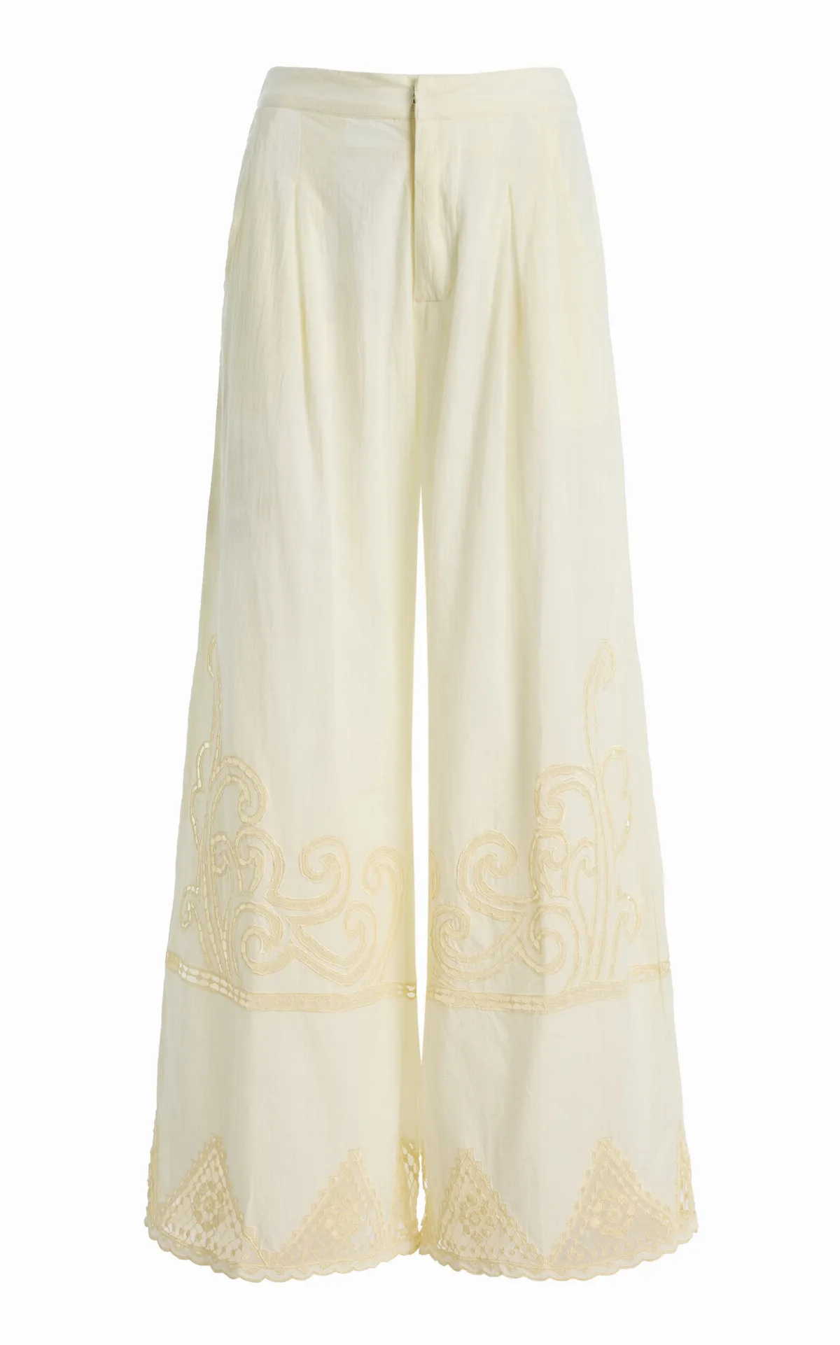 Akia Crochet Cotton Wide-Leg Pants