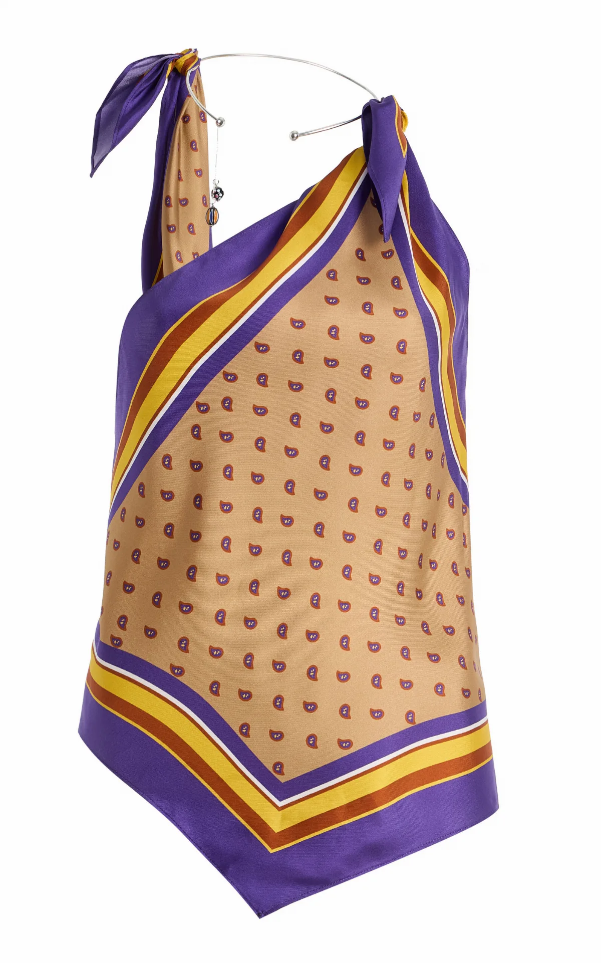 La Isla Bandana-Print Silk-Twill Scarf Tie Top