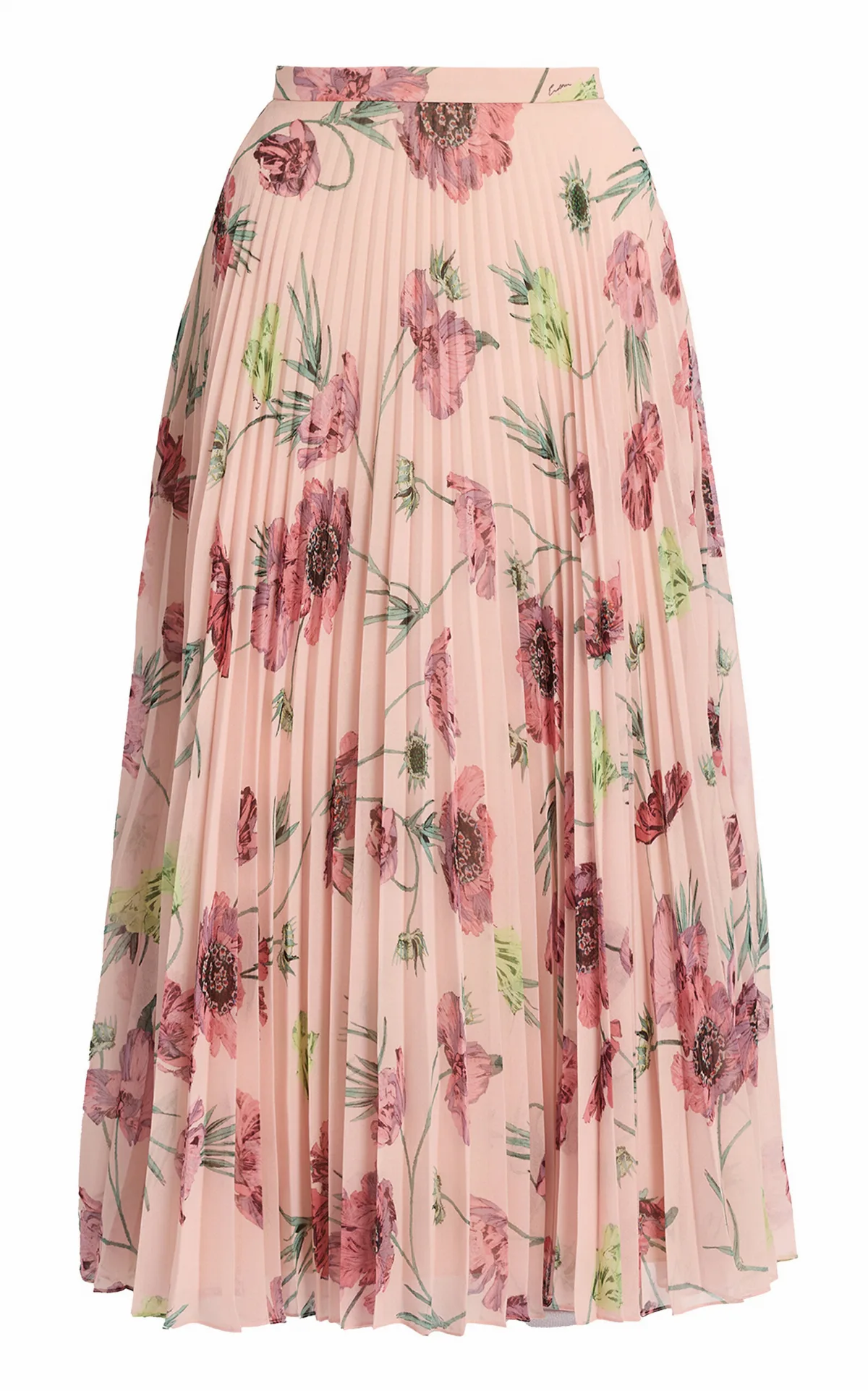 Floral Plisse Voile Midi Skirt