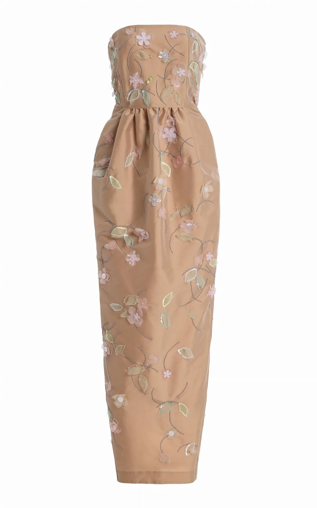 Lena Embroidered Taffeta Maxi Dress