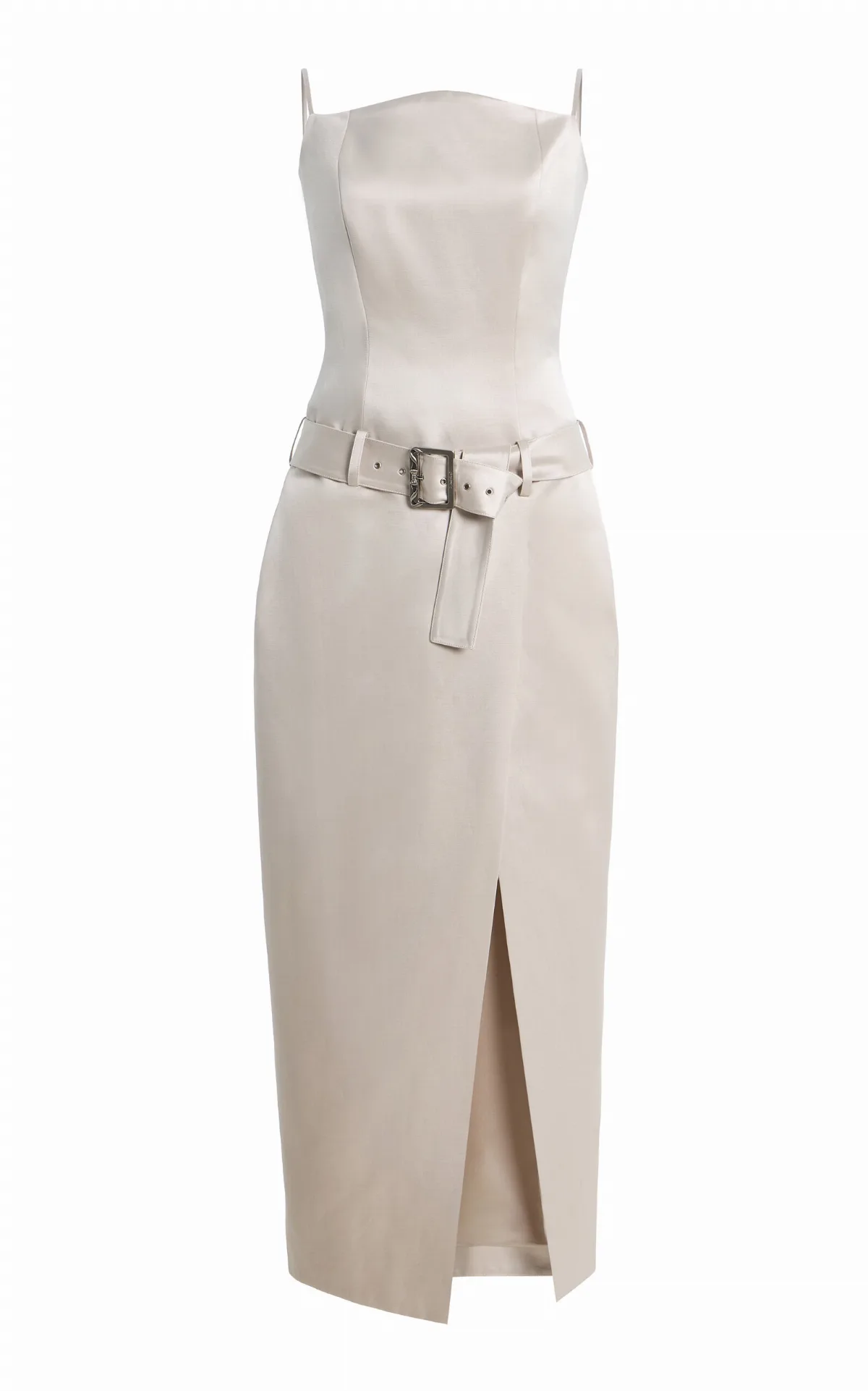 Julie Belted Cotton-Silk Satin Midi Dress
