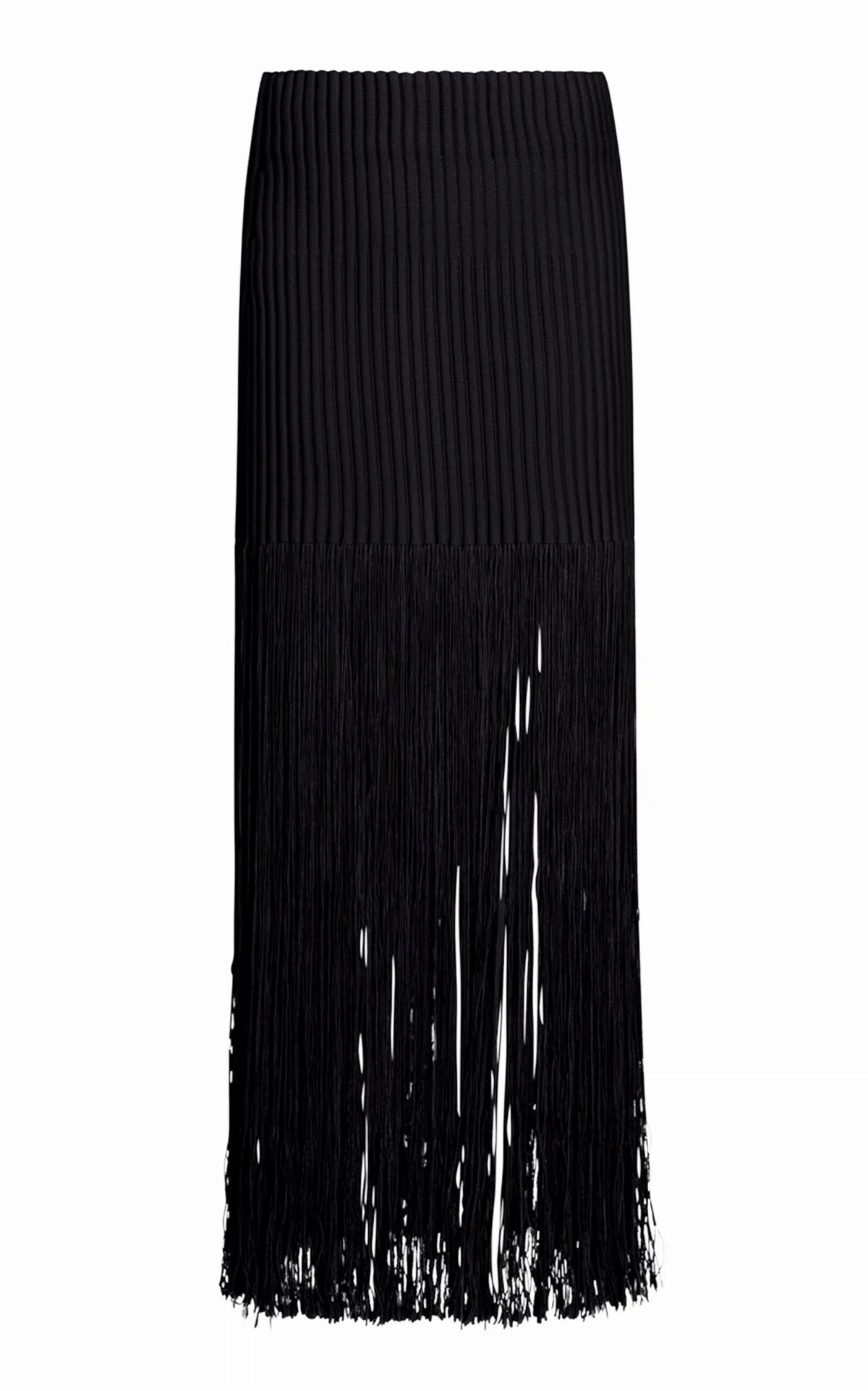 Fringed Knit Maxi Skirt