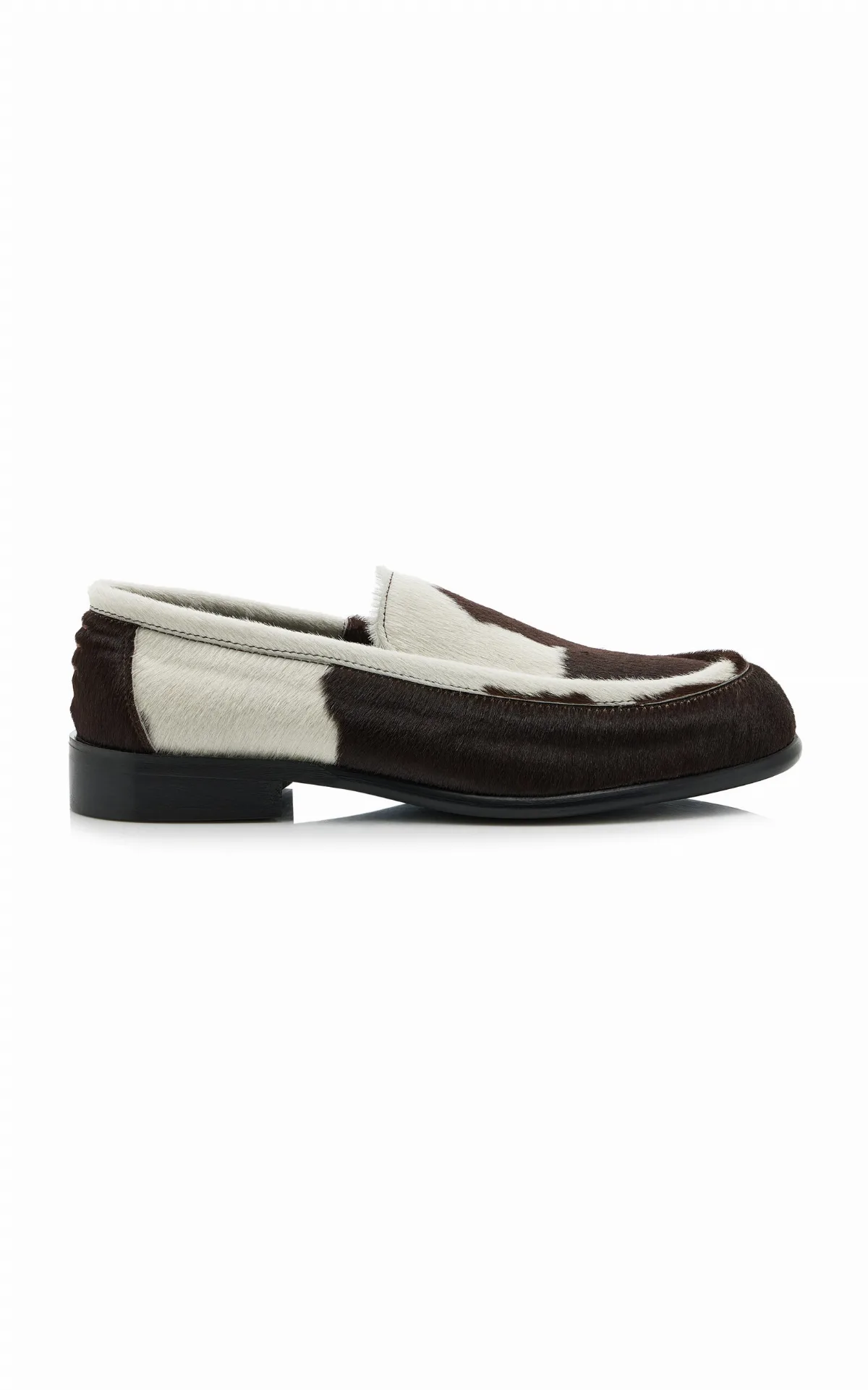 Bowie Cow-Print Pony Hair Loafers