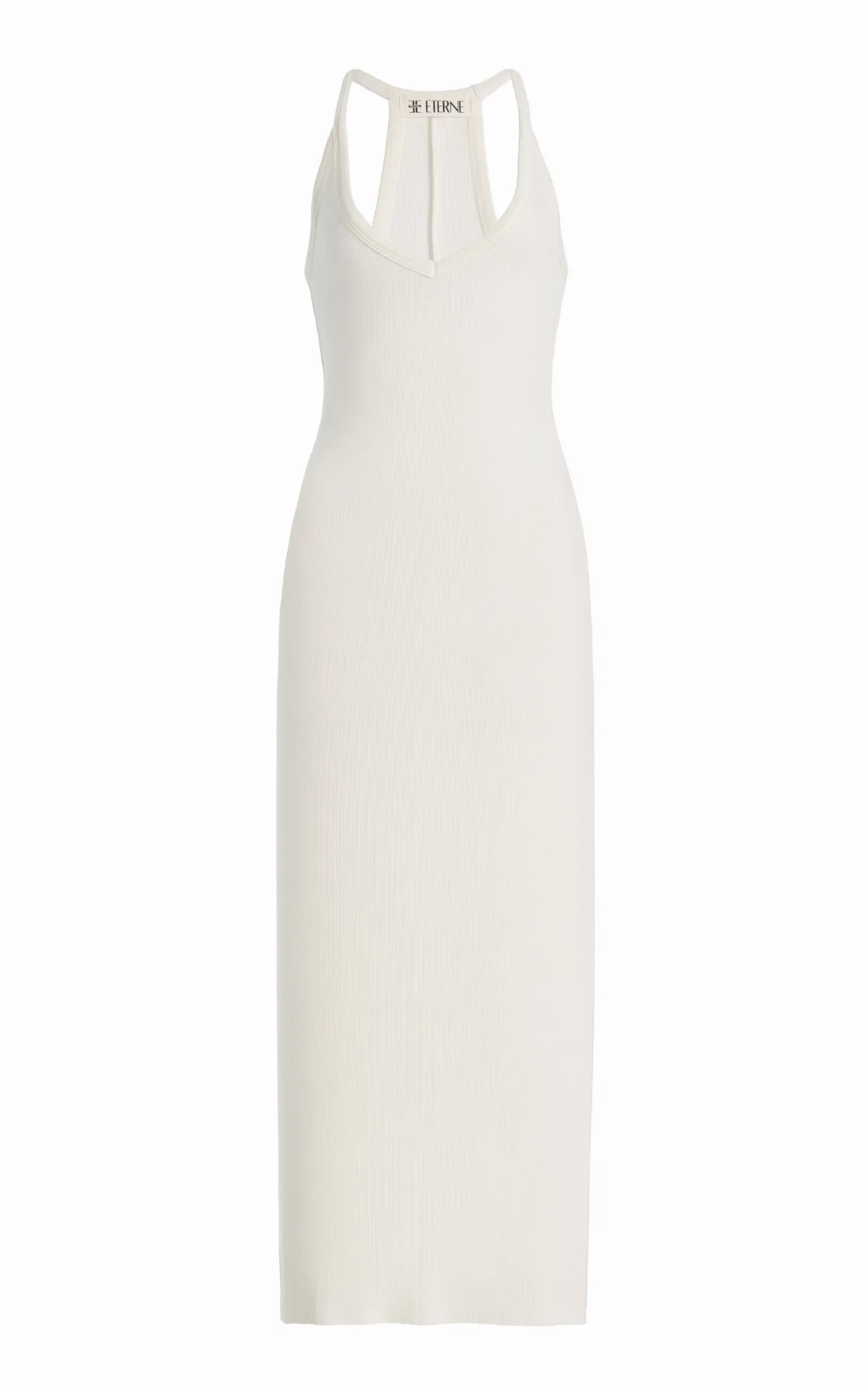Ribbed Jersey Halter Maxi Dress