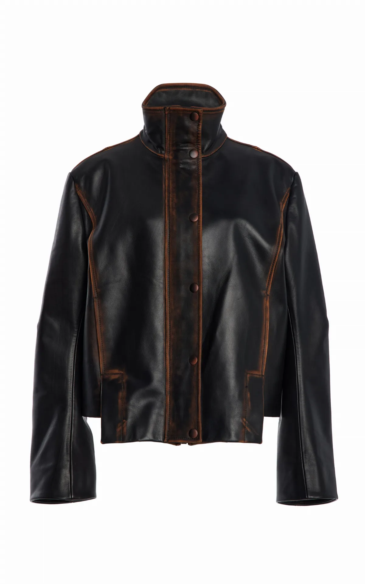 The Mason High-Neck Hand Distressed Leather Jacket