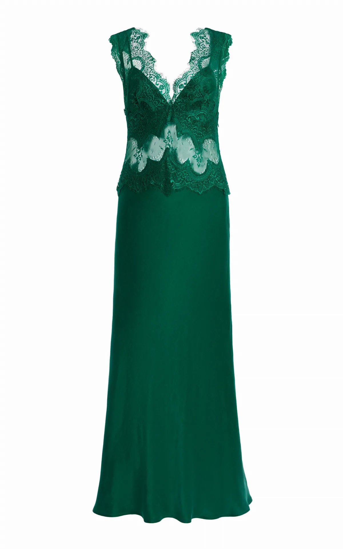 Visions Lace-Inset Satin Midi Dress