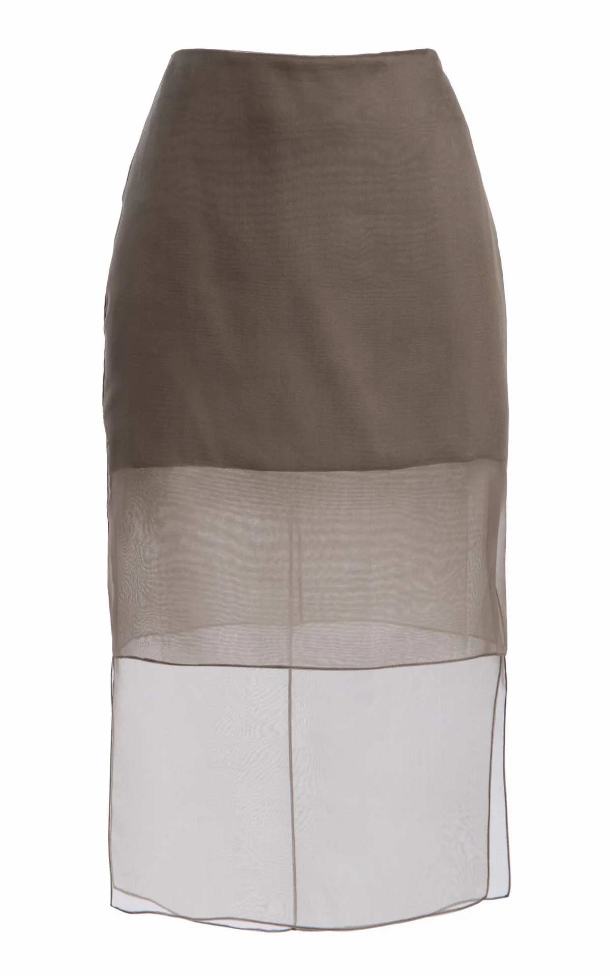 The Brett Sheer-Overlay Silk Midi Skirt