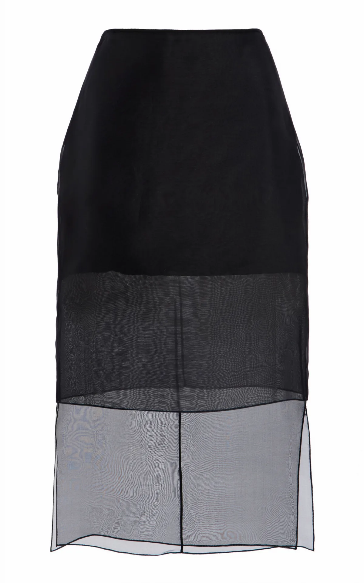 The Brett Sheer-Overlay Silk Midi Skirt