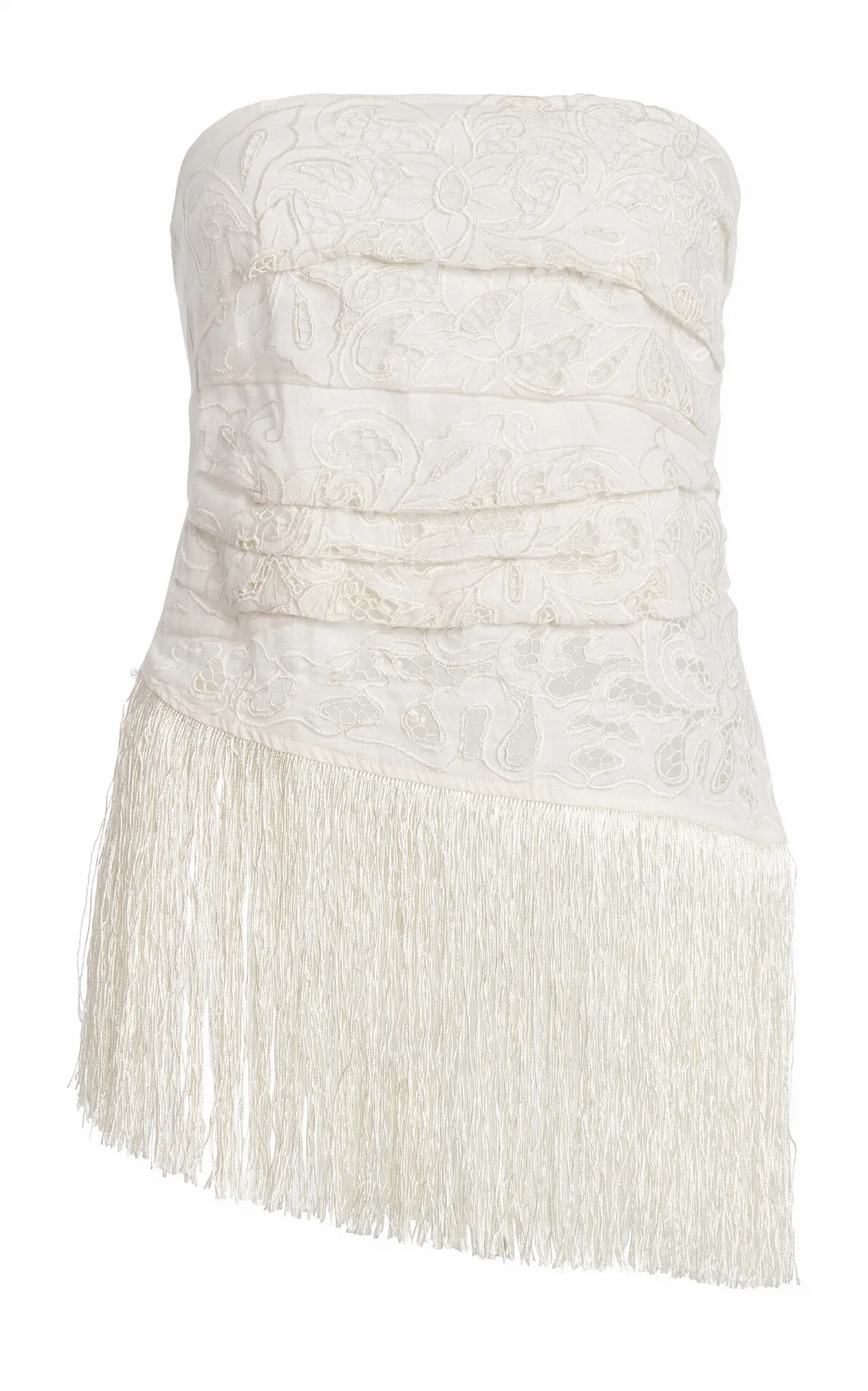 La Isla Carlota Fringed Cotton Lace Top
