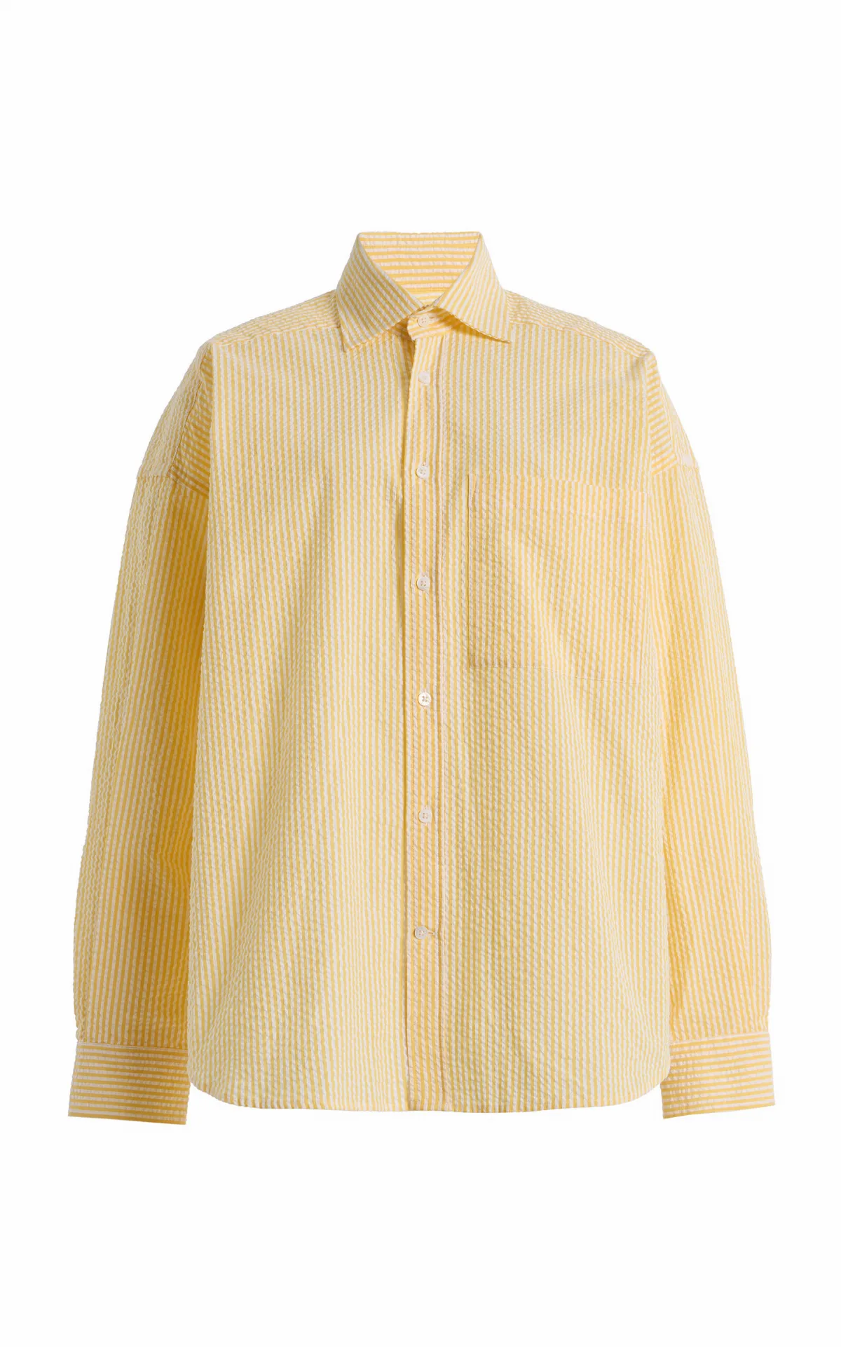 The Weekend Striped Cotton Seersucker Shirt by With Nothing Underneath