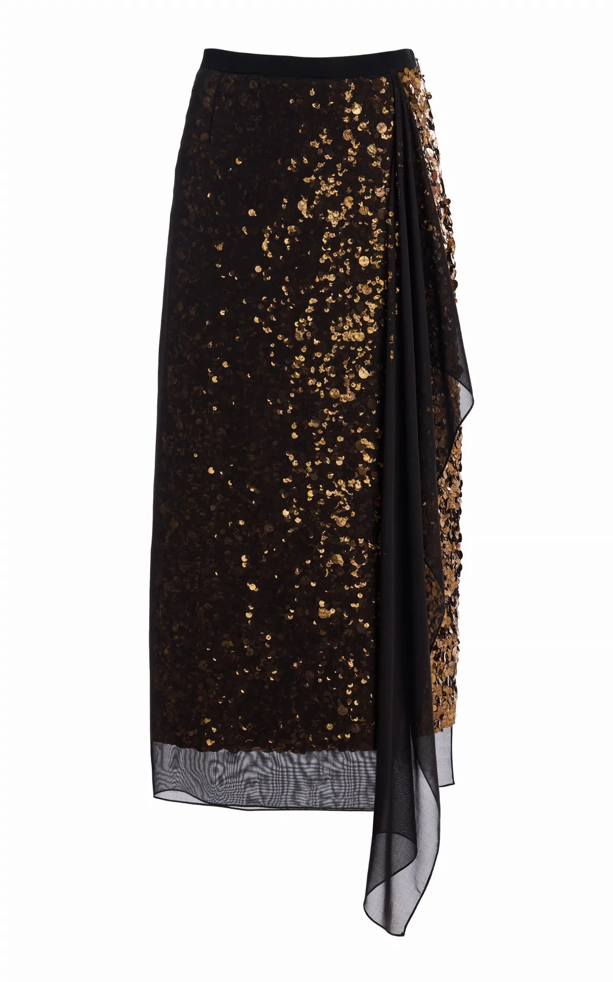 Embellished Silk Georgette Midi Skirt