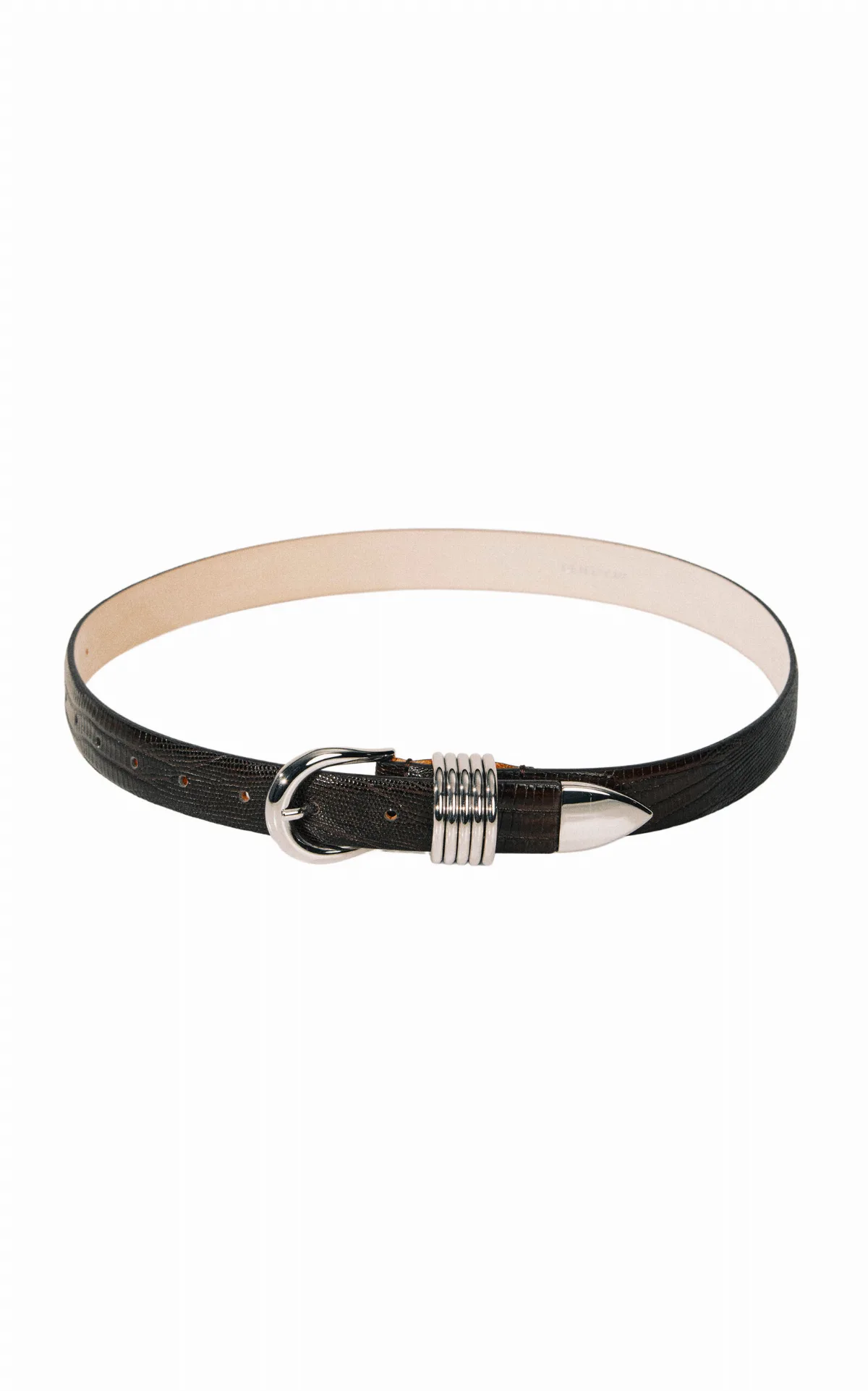 Hollyhock Lizard-Effect Leather Belt by Déhanche