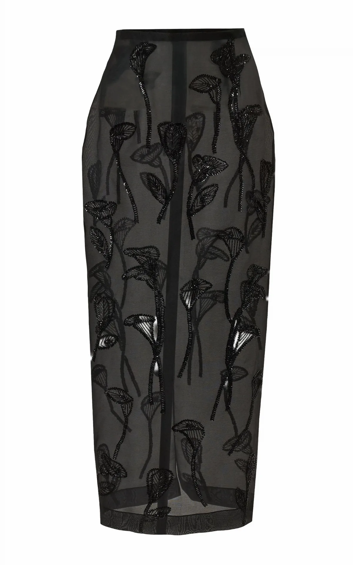 Embellished Crepe Silk Organza Ankle-Length Skirt
