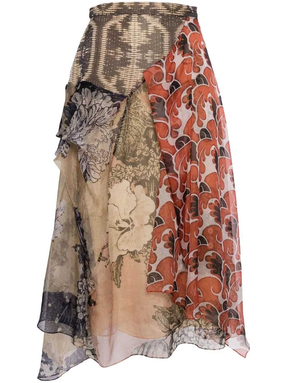 Patchwork High-Waisted Skirt