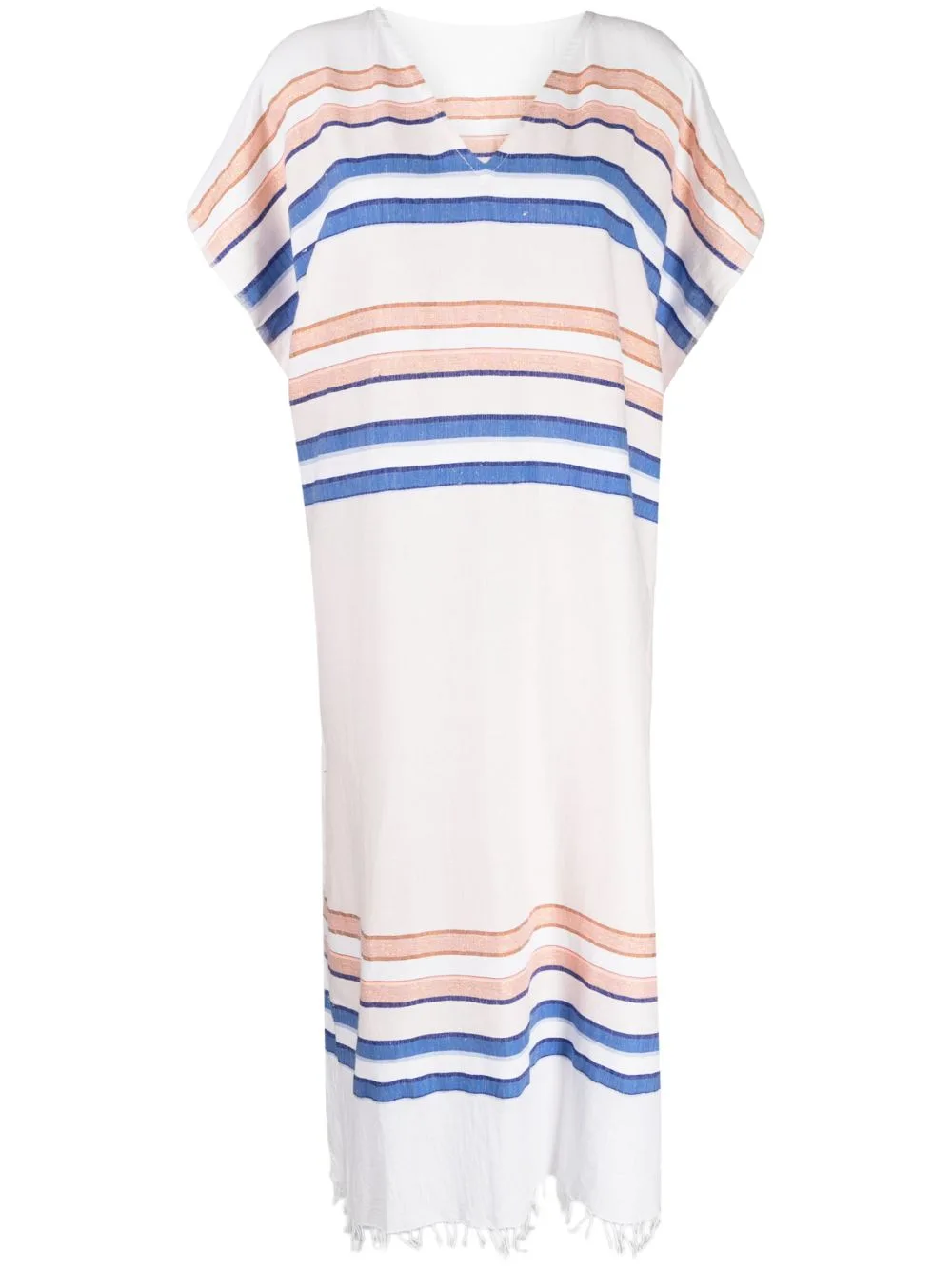 Horizontal-Stripe Print Kaftan Dress