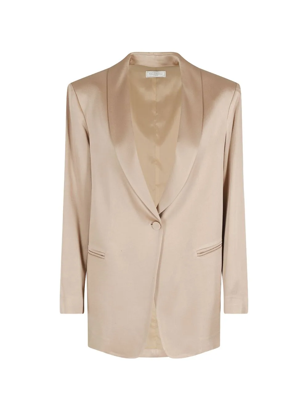 Satin-Finish Shawl-Lapel Jacket