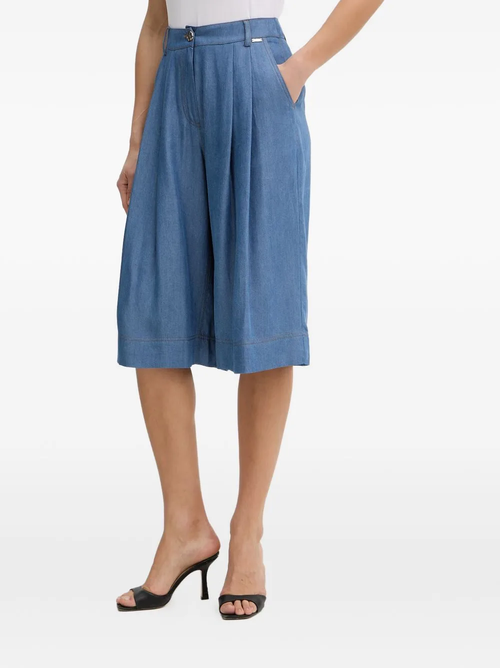Pleated High-Waisted Shorts