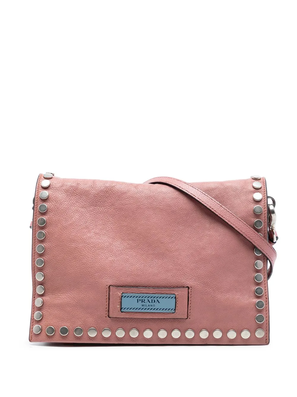 2010-2026 Glace Calfskin Studded Etiquette Flap Crossbody Bag