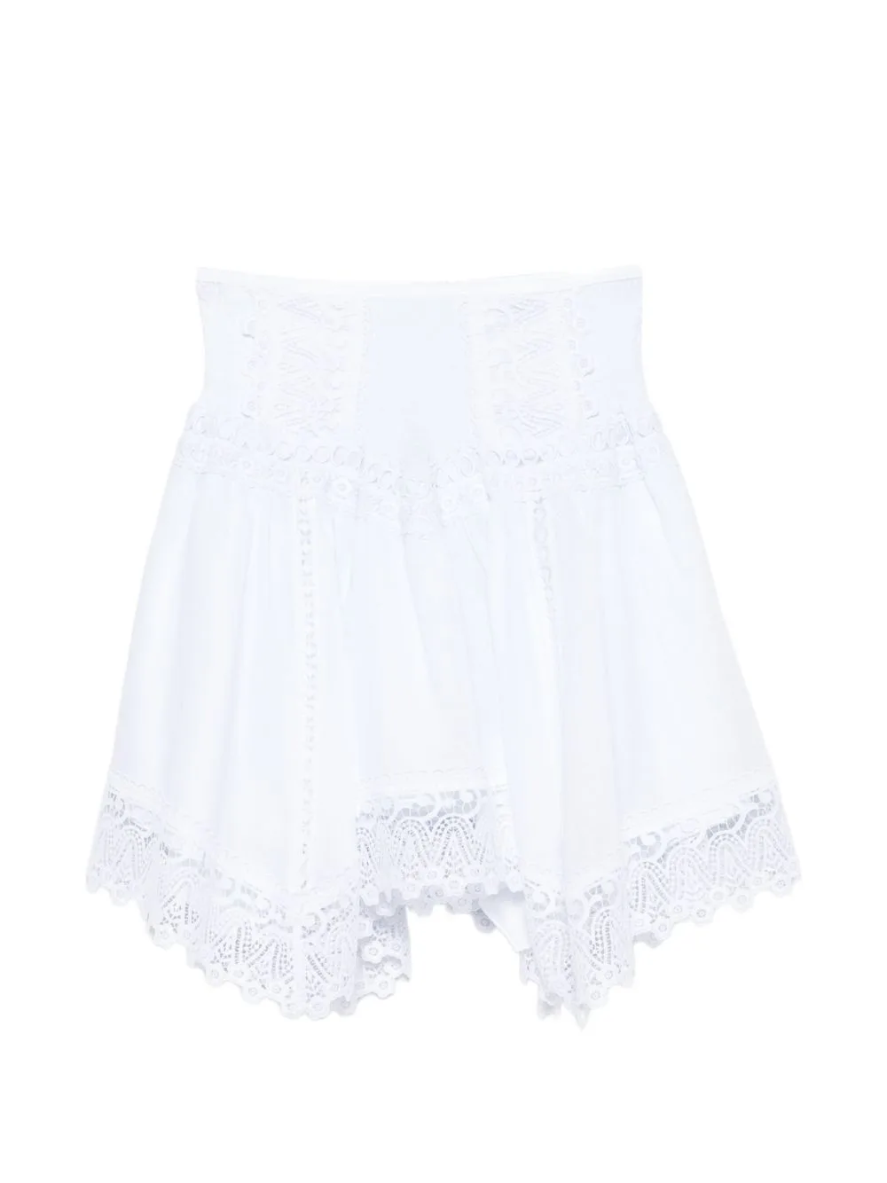 Lace-Trim Tiered Mini Skirt