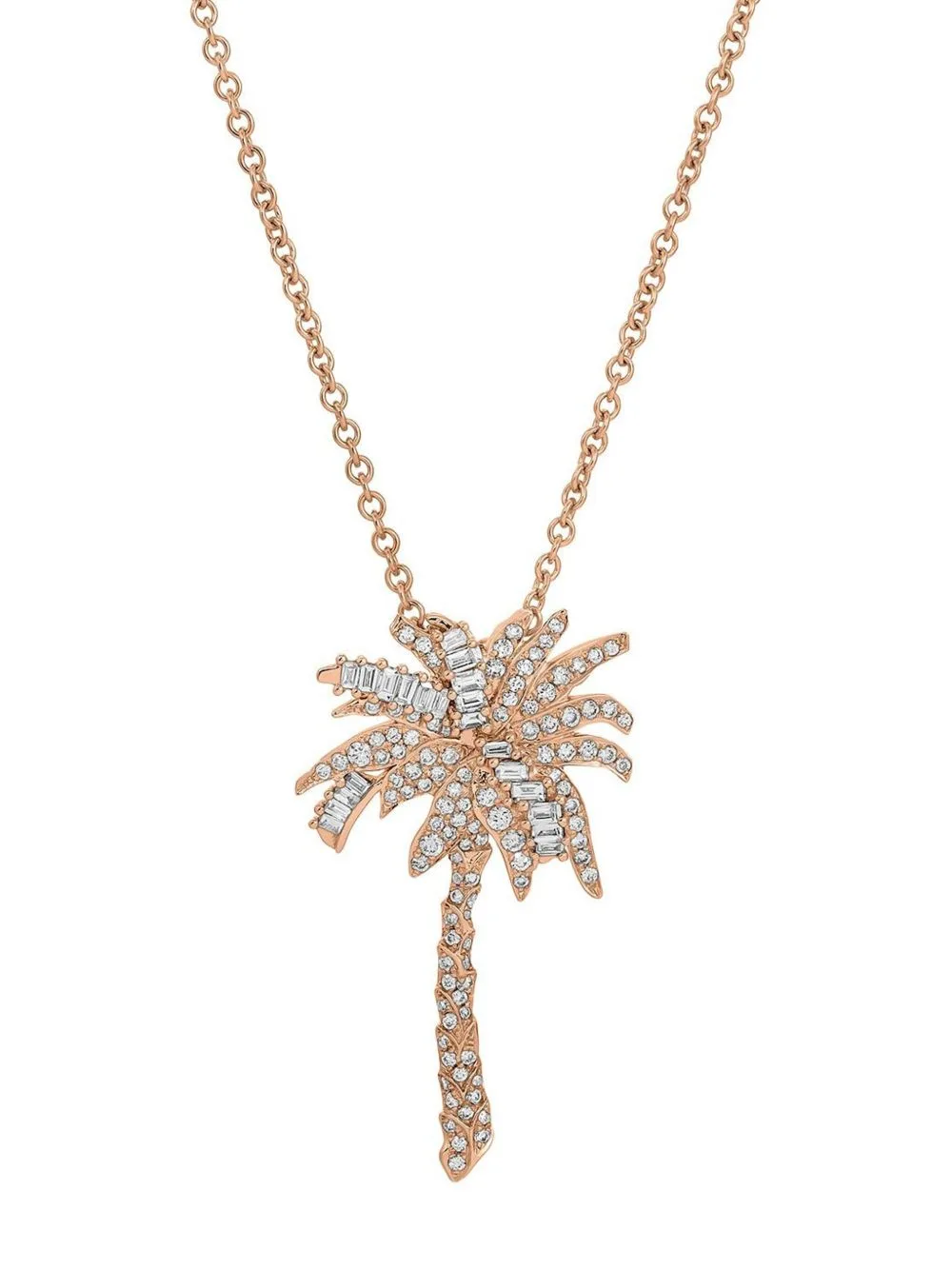 18kt Rose Gold Palm Tree Diamond Necklace