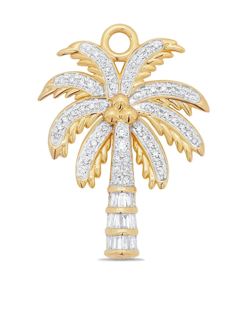 18K Yellow Gold Palm-Tree-Motif Diamond Charm