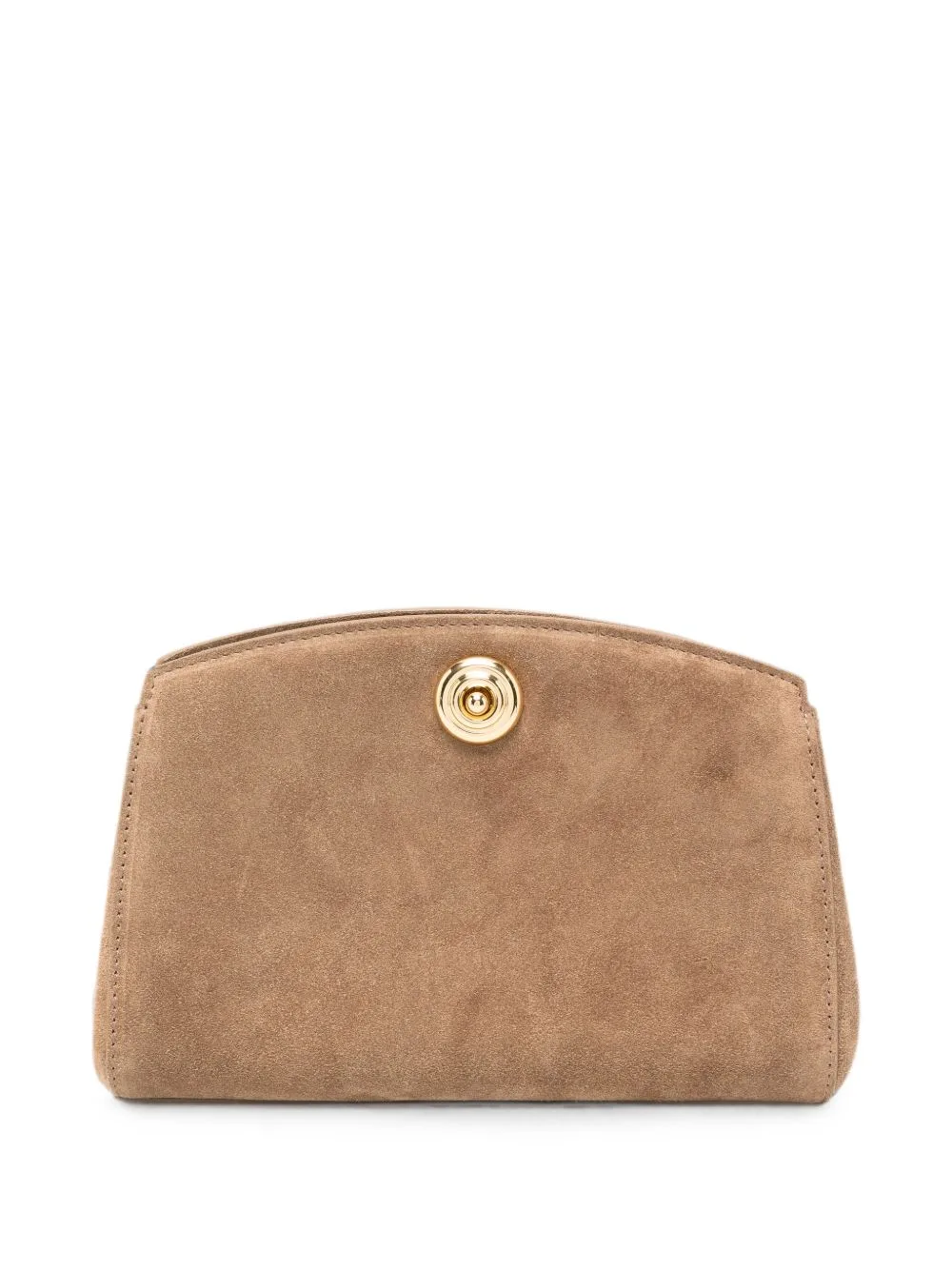 Push-Lock Suede Clutch Bag