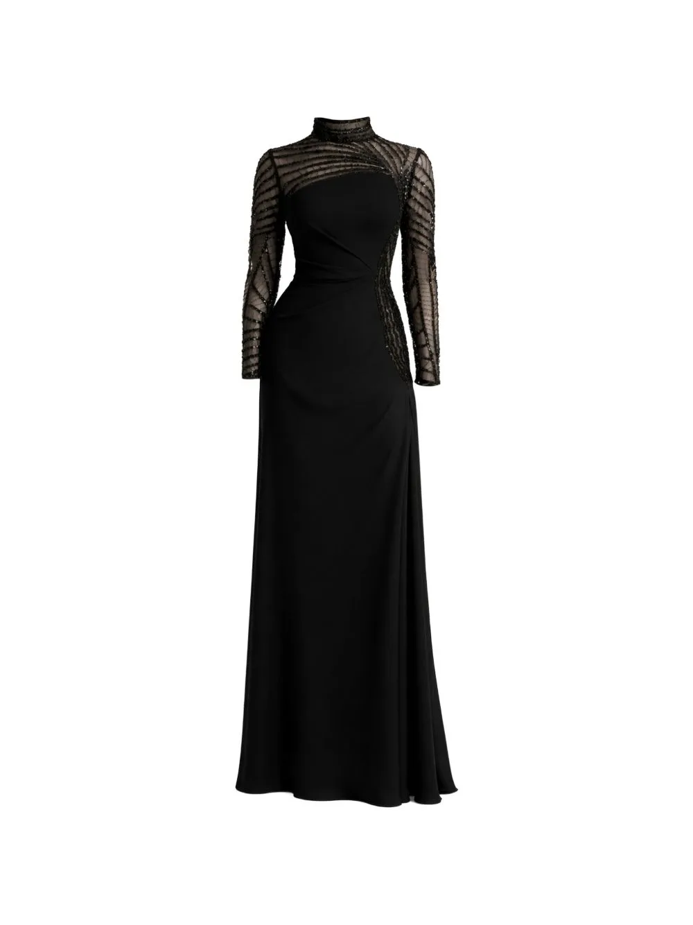 Sequin-Embellished Mesh-Panel Dress