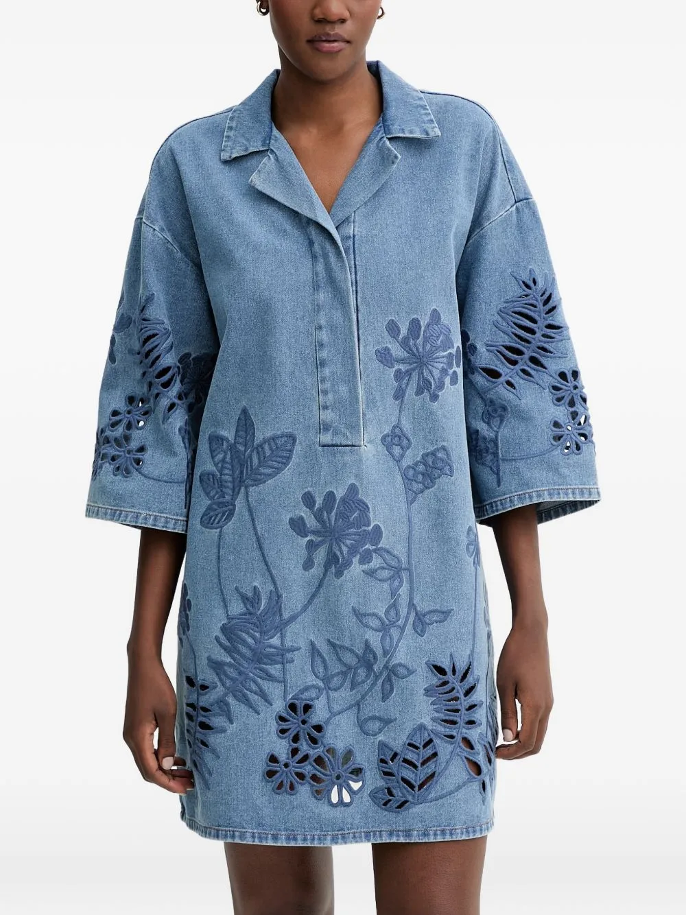 Bellar Embroidered Cut-Out Mini Dress
