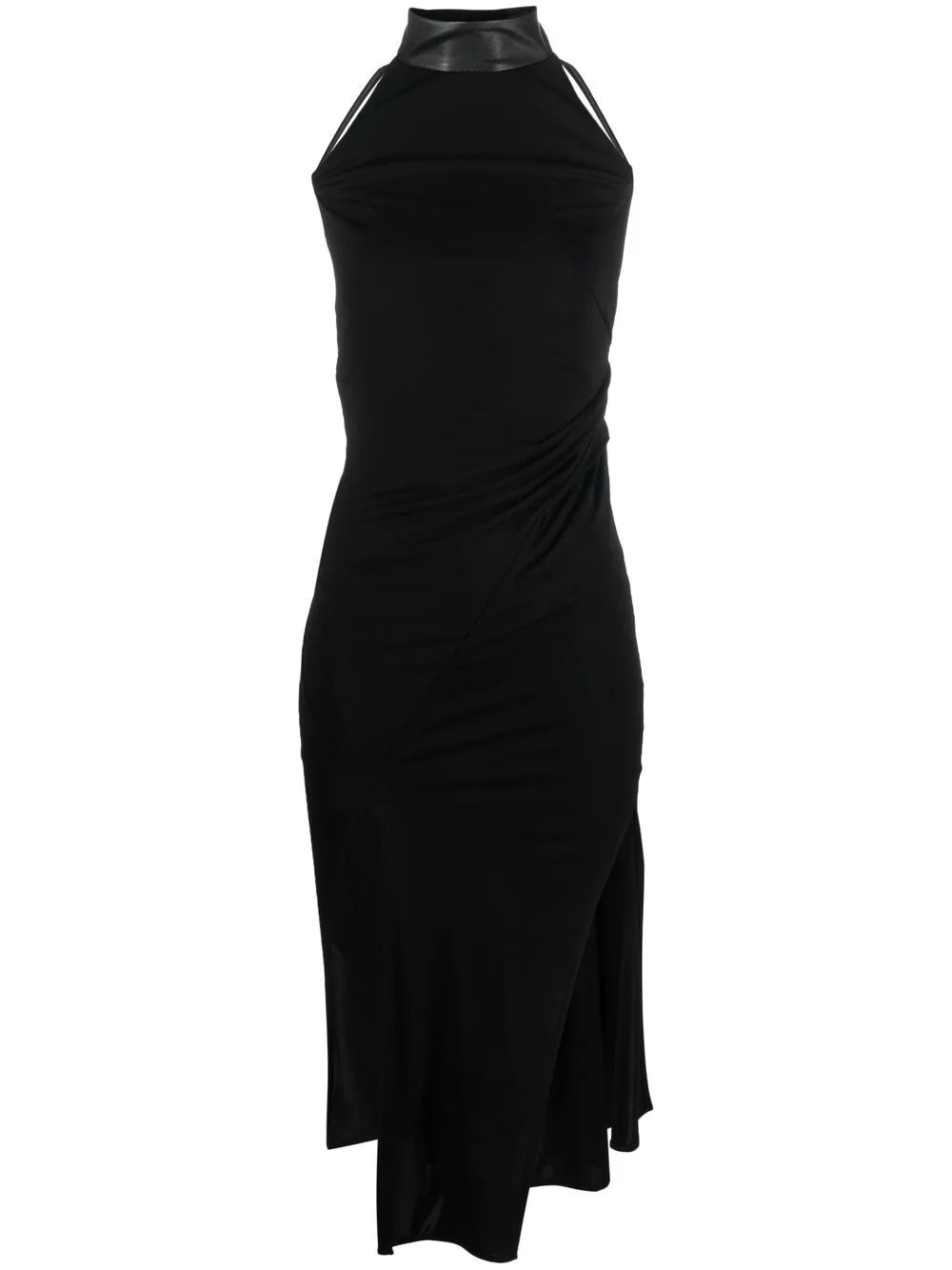 Halterneck Asymmetric Midi Dress