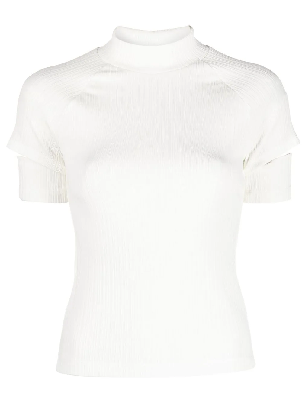 Ribbed Cut-Out Sleeve Top