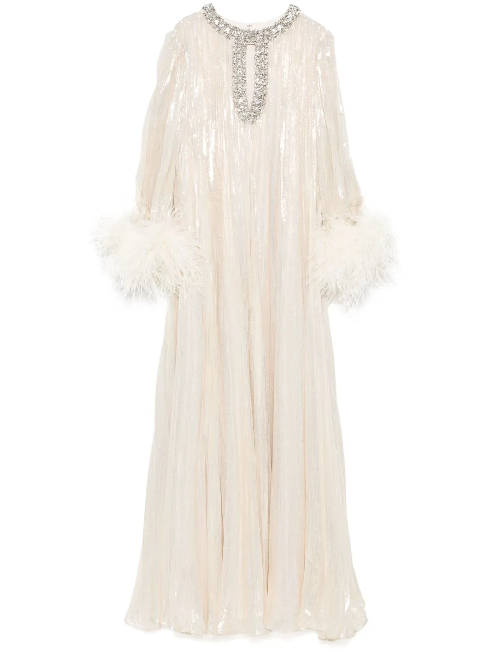 Metallic Feather Maxi Dress
