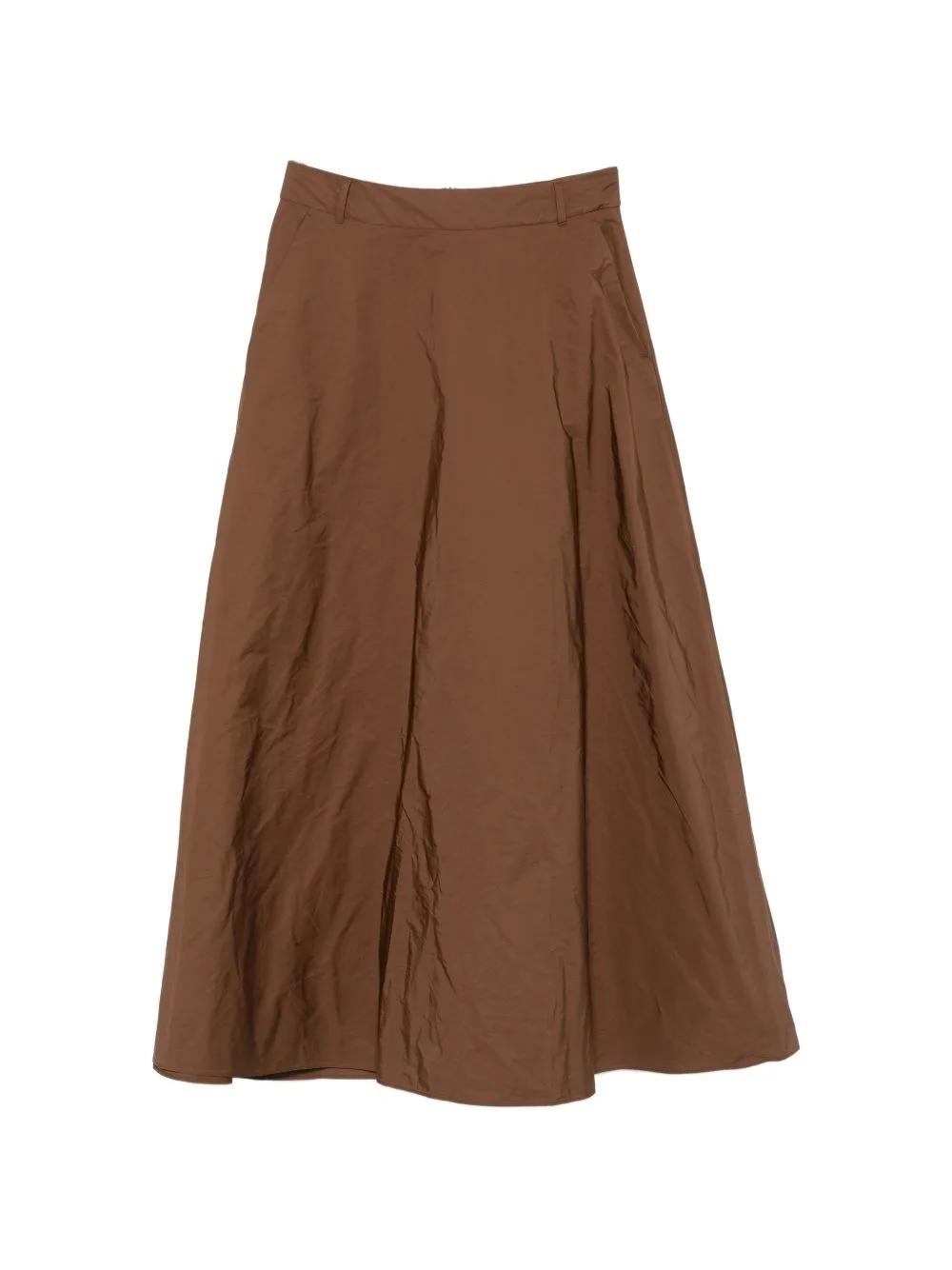 Belt-Loops Flared Maxi Skirt