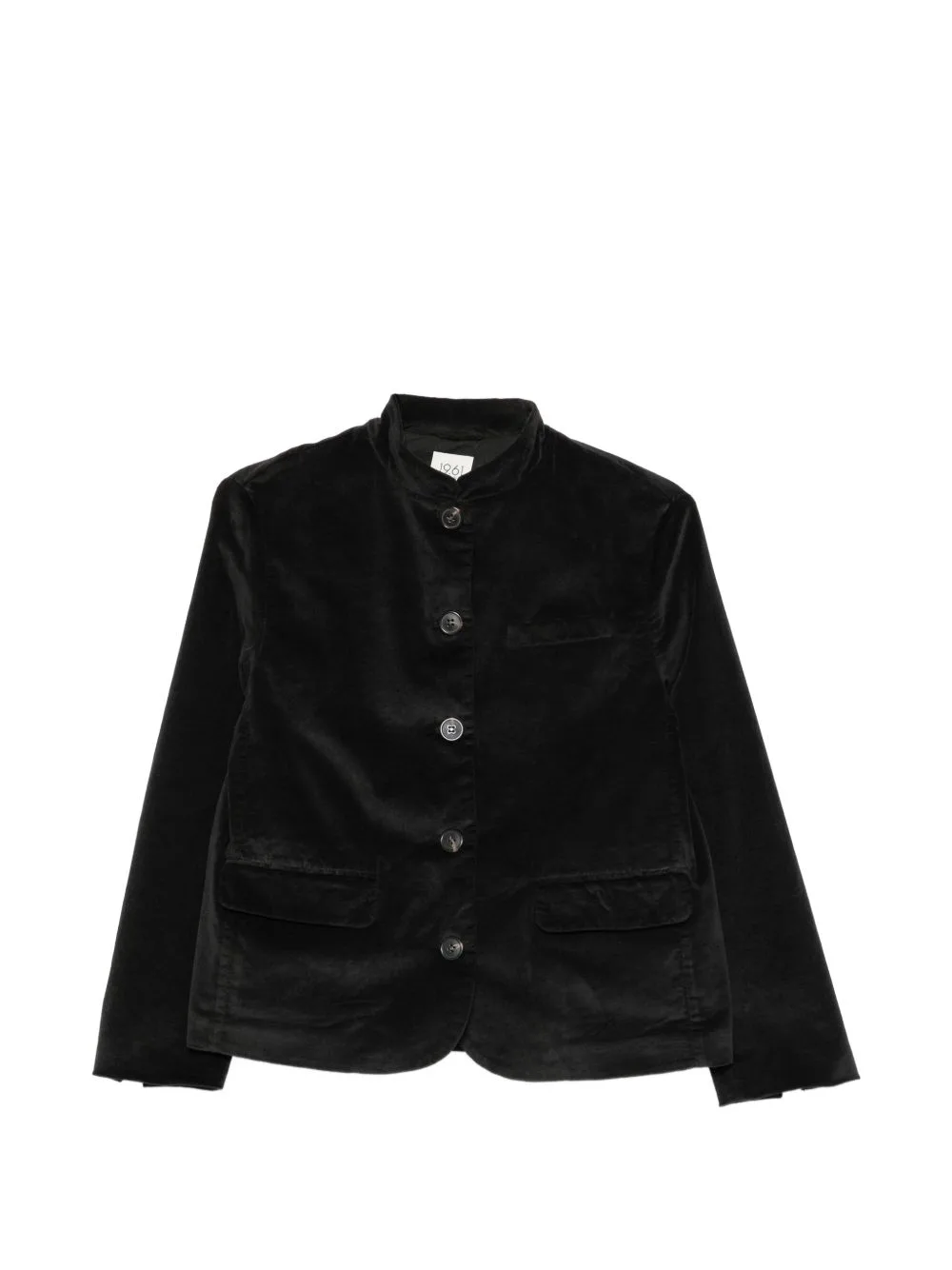 Velvet-Effect Mandarin-Collar Jacket