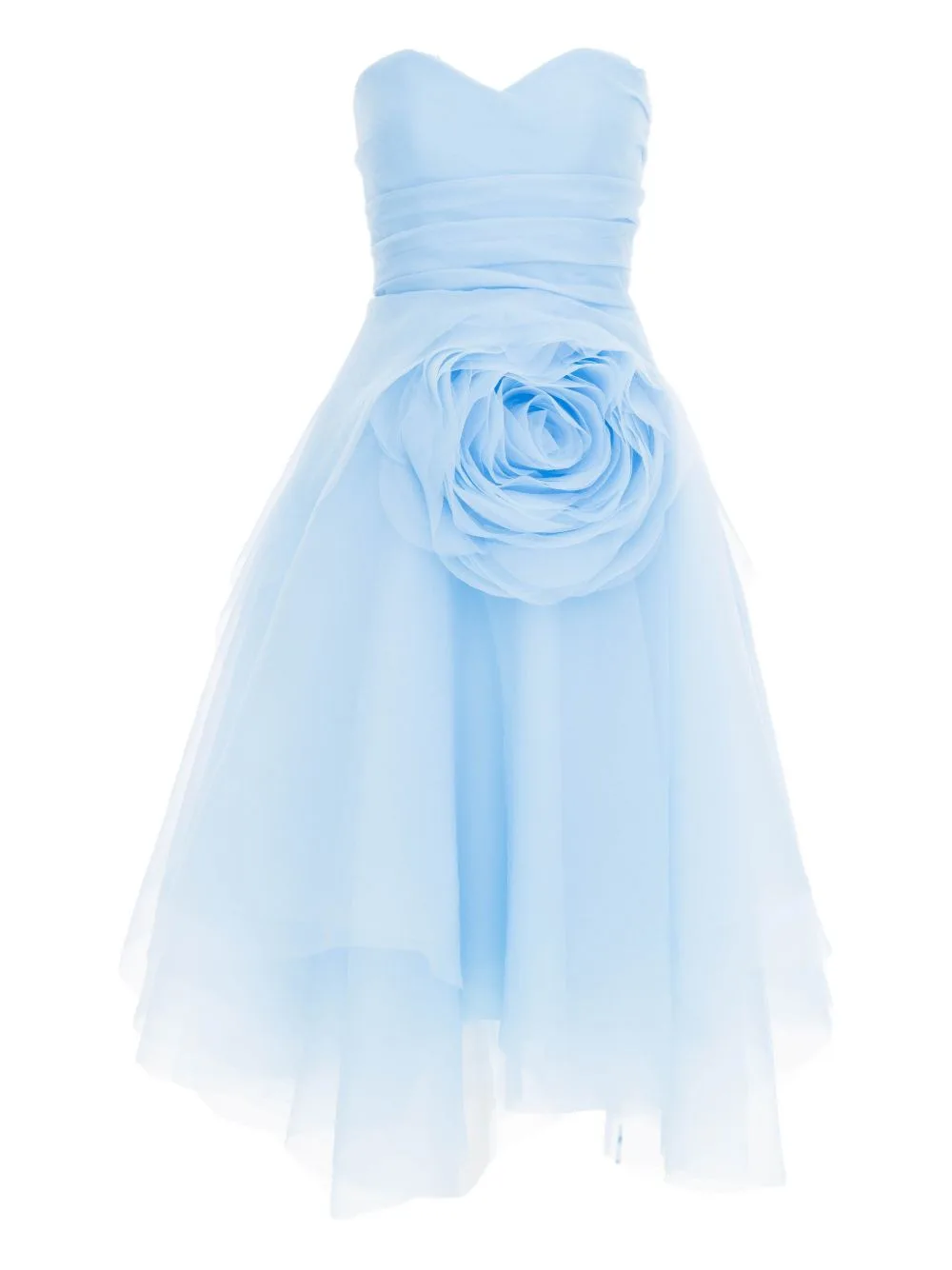 Floral-Appliqué Strapless Dress