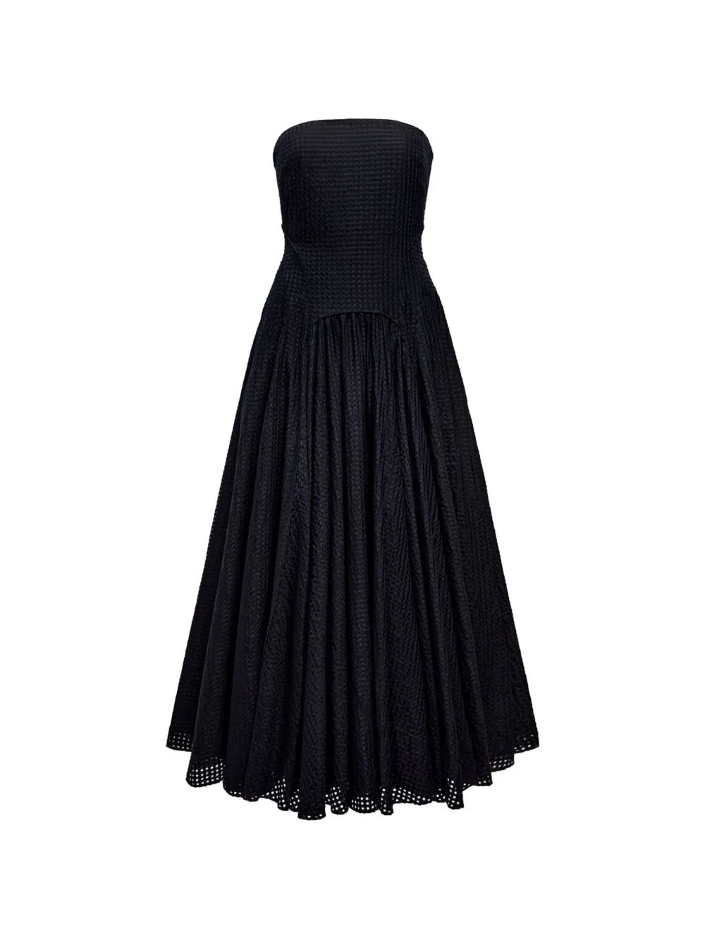 Gingham-Check Strapless Dress