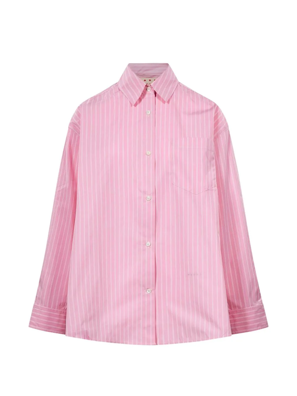 Vertical-Stripe Chest-Pocket Shirt