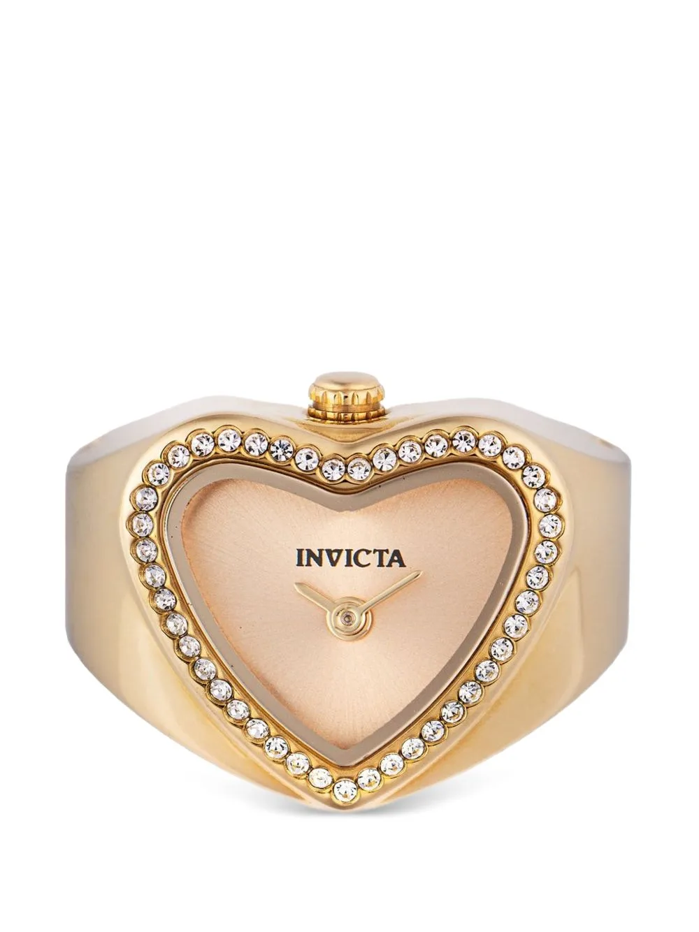 Mini Heart-Face Crystal-Embellished 18mm Ring Watch
