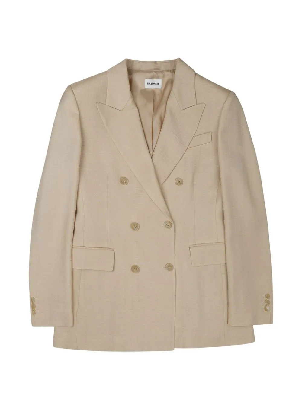 Double-Breasted Slub-Texture Jacket