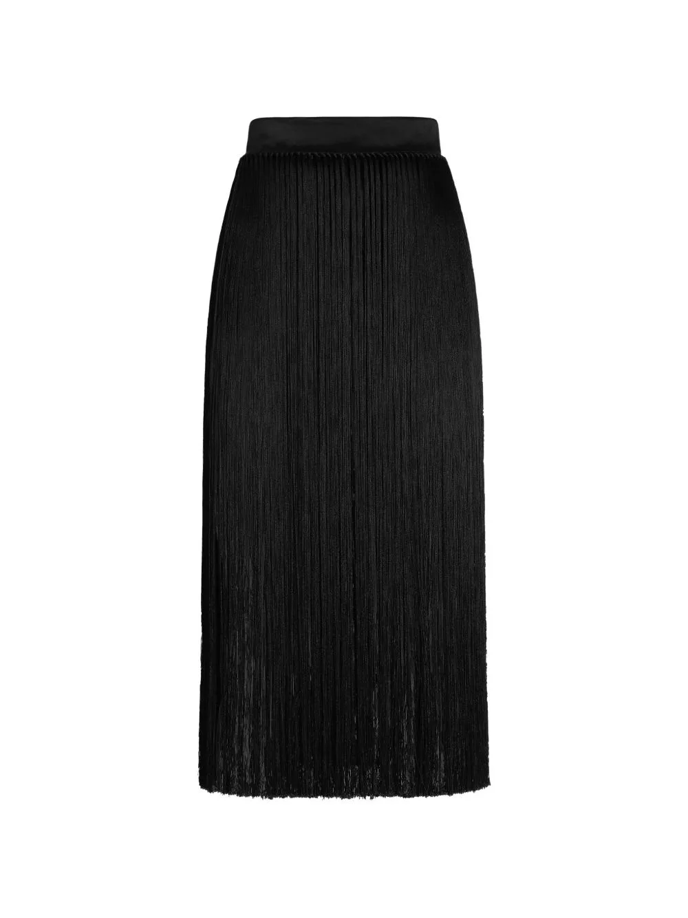 Long Fringed Skirt in Satin