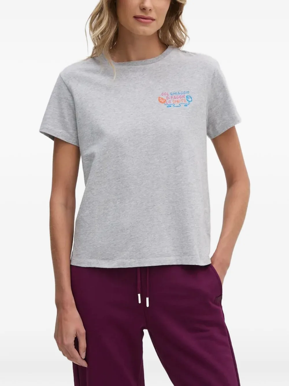 Lettering-Embroidered T-Shirt