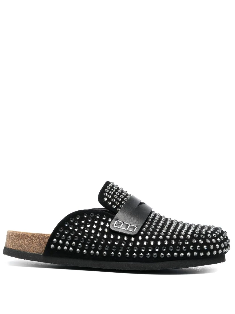 Crystal-Embellished Leather Mules