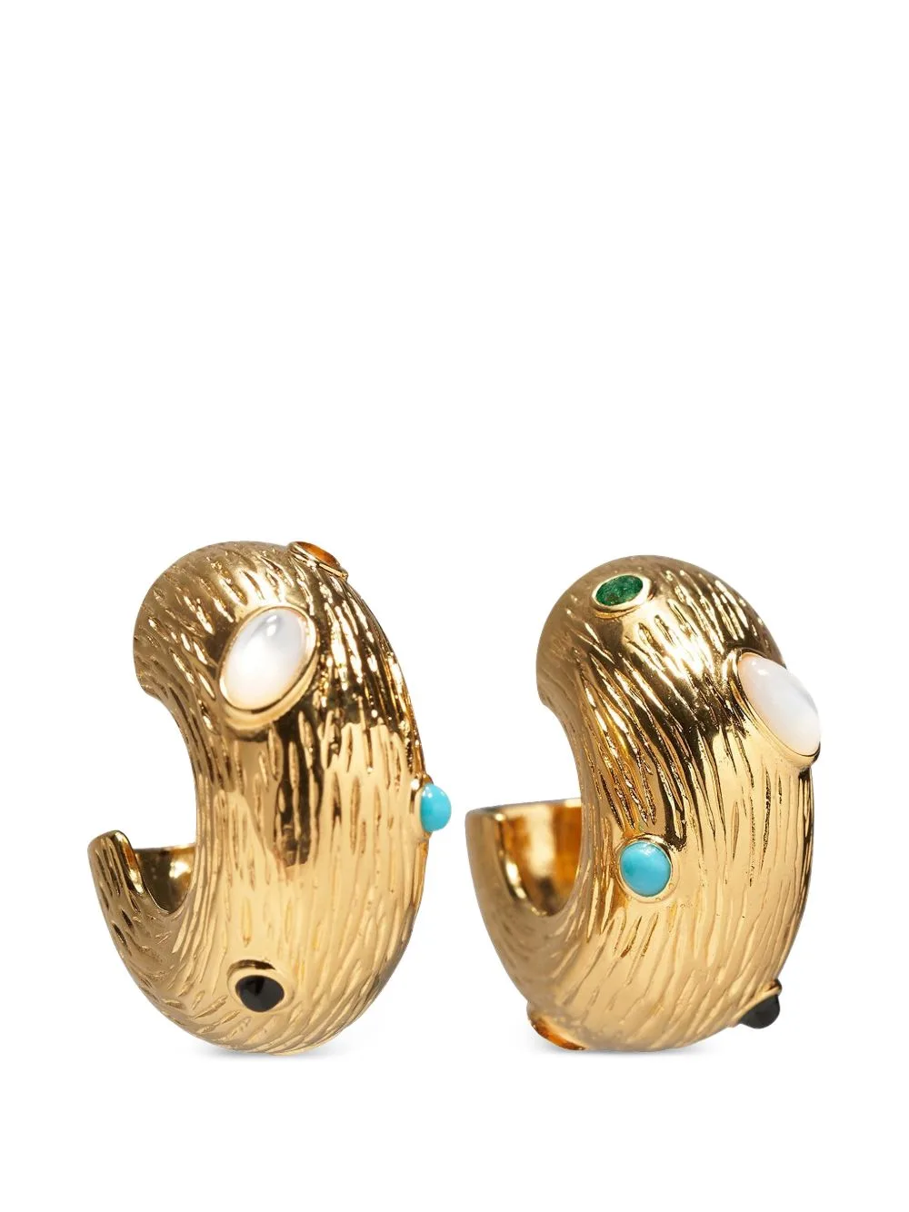 Stone-Embellished Hoop Earrings